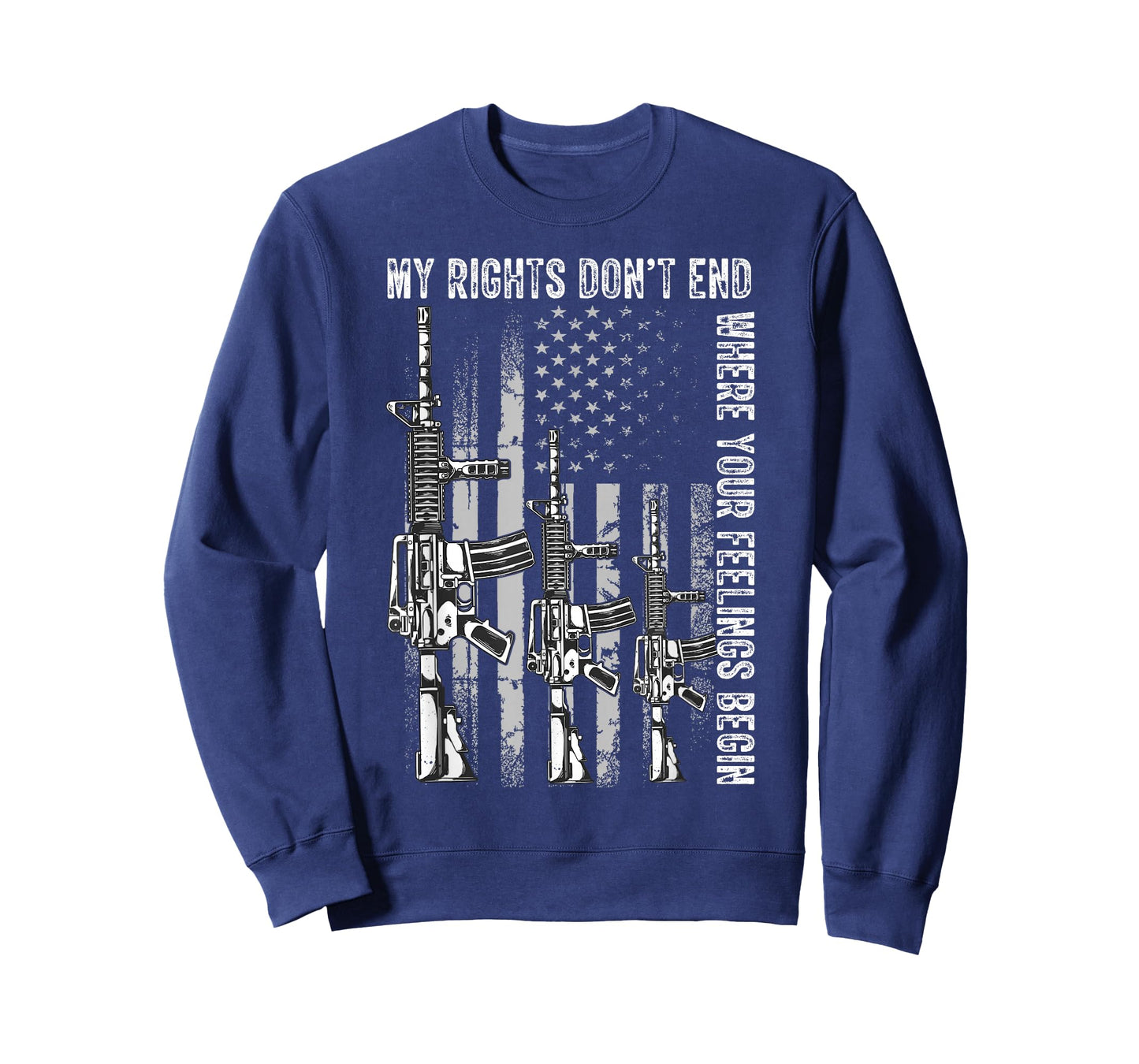 My Rights Don't End Where Your Feelings Begin USA Flag Gun T-Shirt Small