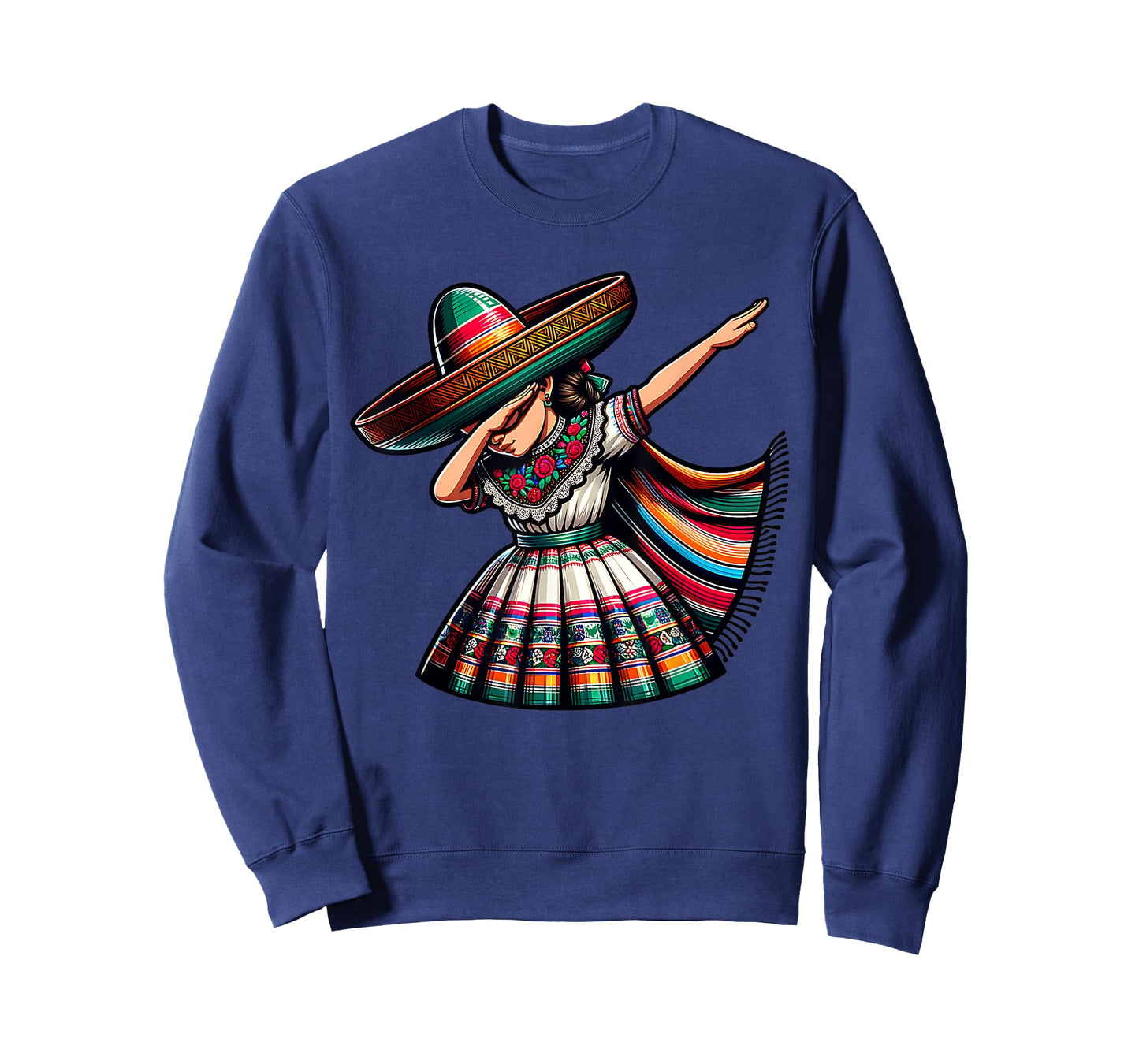 Funny Dabbing Mexican Poncho Sombrero Cinco de Mayo Girl T-Shirt