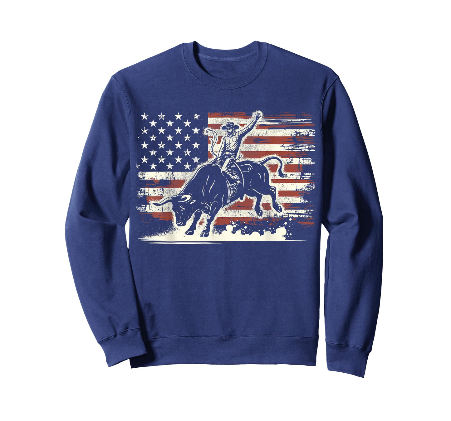 Rodeo Rider Bull Patriotic Cowboy USA Flag T-Shirt