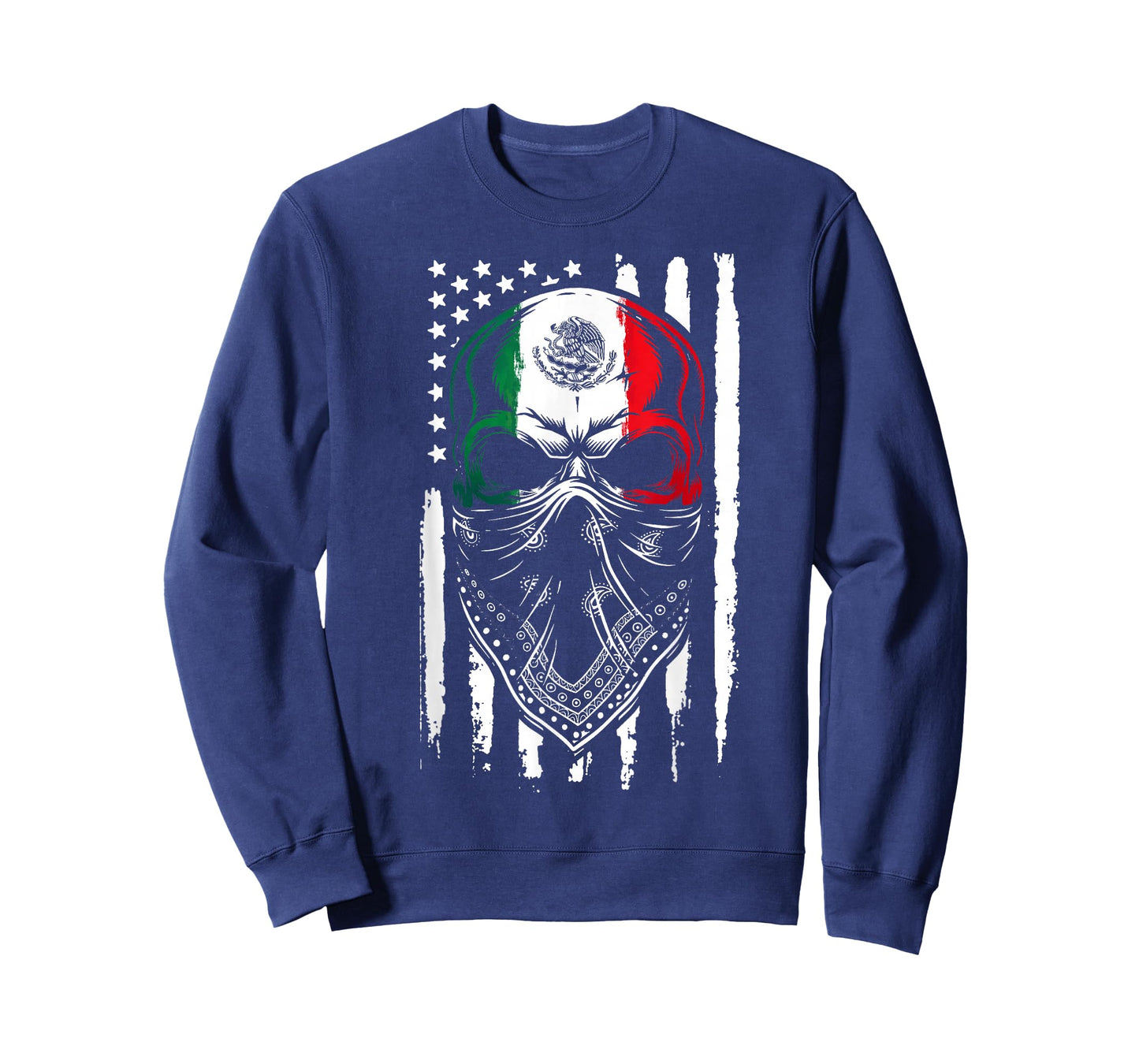 Skull Patriotic Mexican American Aztec Day of The Dead T-Shirt