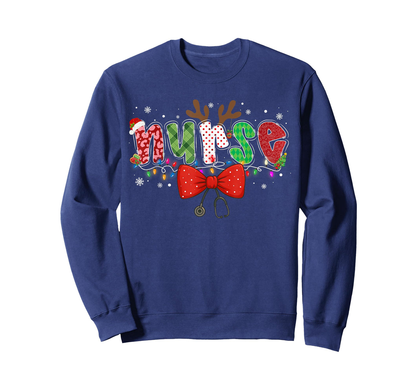 Christmas Nurse Coquette Bow Stethoscope Reindeer Nursing T-Shirt