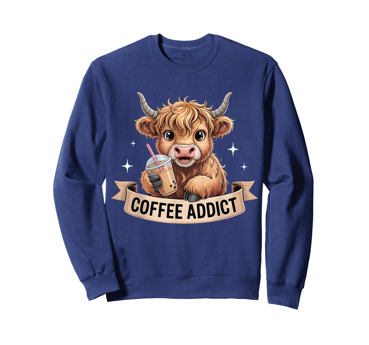 Cute Highland Cow Coffee Addict Funny Drink Coffee Cowgirl T-Shirt