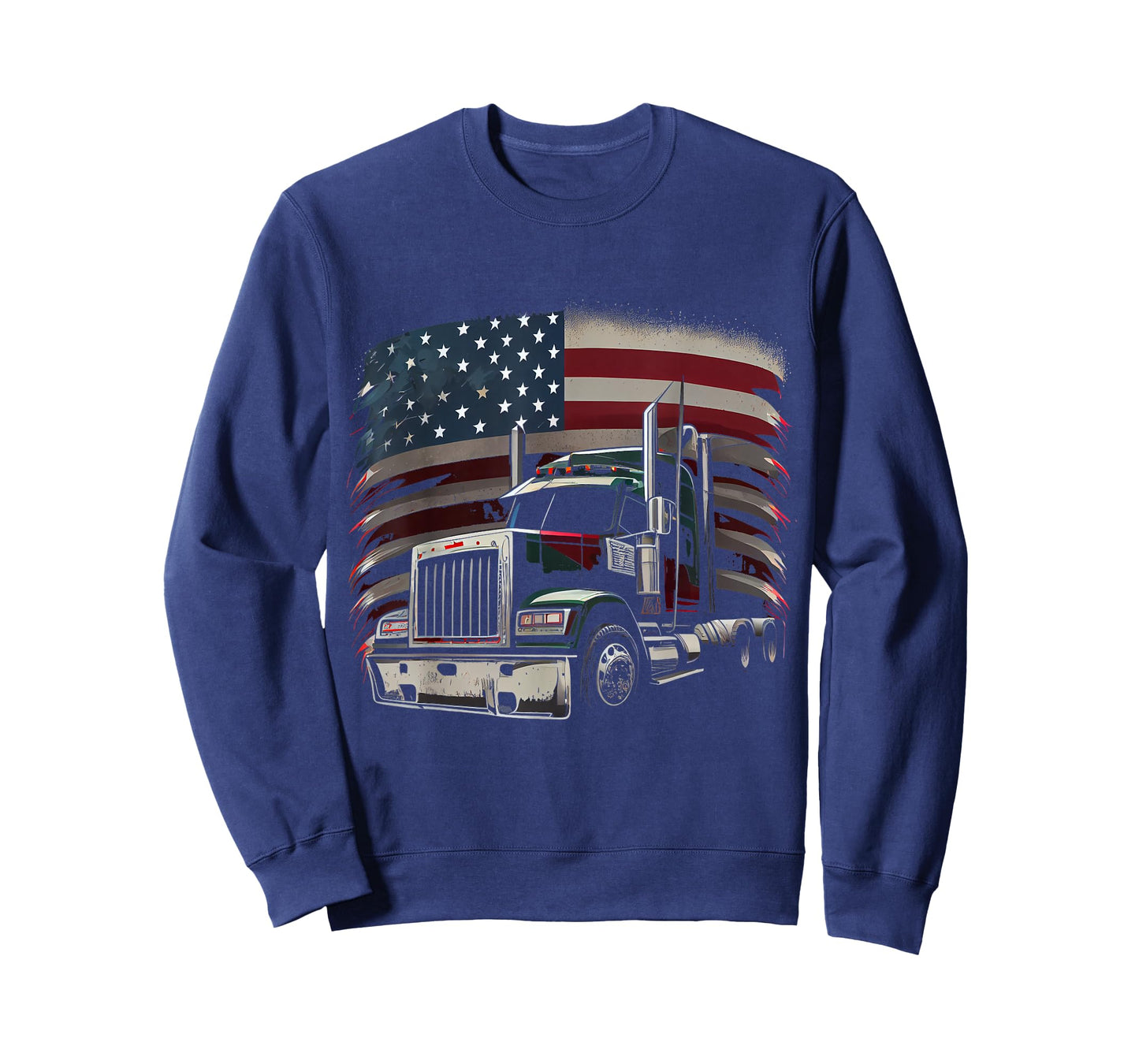 US American Flag Truck Driver 18 Wheeler Trucker Gift T-Shirt