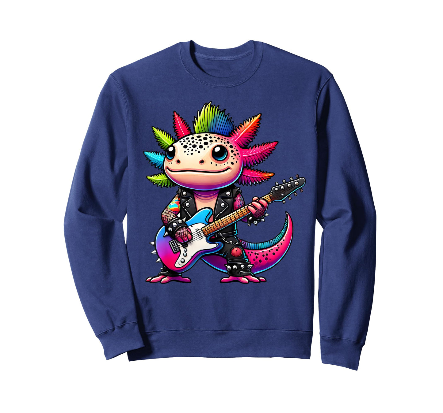 Cute Punk Axolotl, Rock'n Roll Goth Kawaii Guitar Band Funny T-Shirt