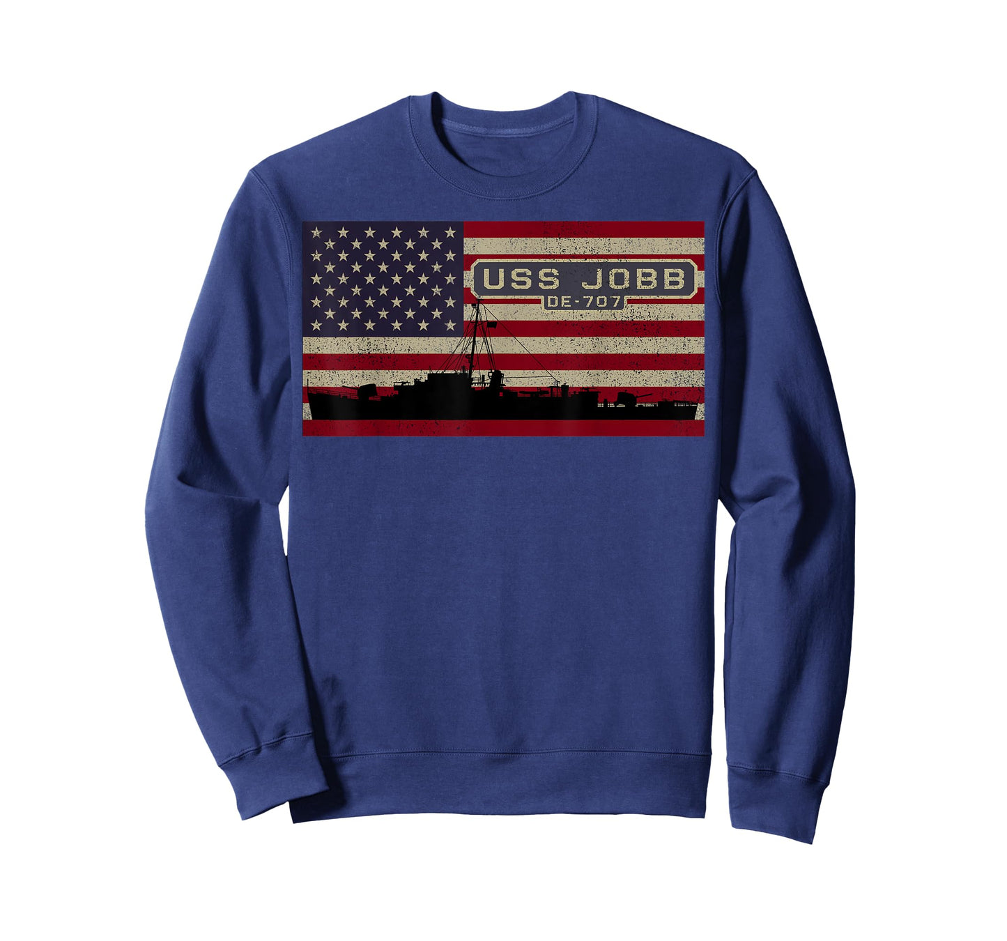 USS Jobb DE-707 WW2 Ship American Flag Women Kids Men T-Shirt