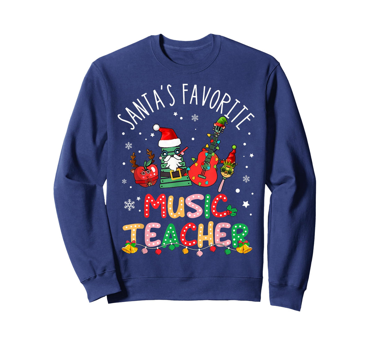Santa's Favorite Music Teacher Christmas Santa Hat Matching T-Shirt