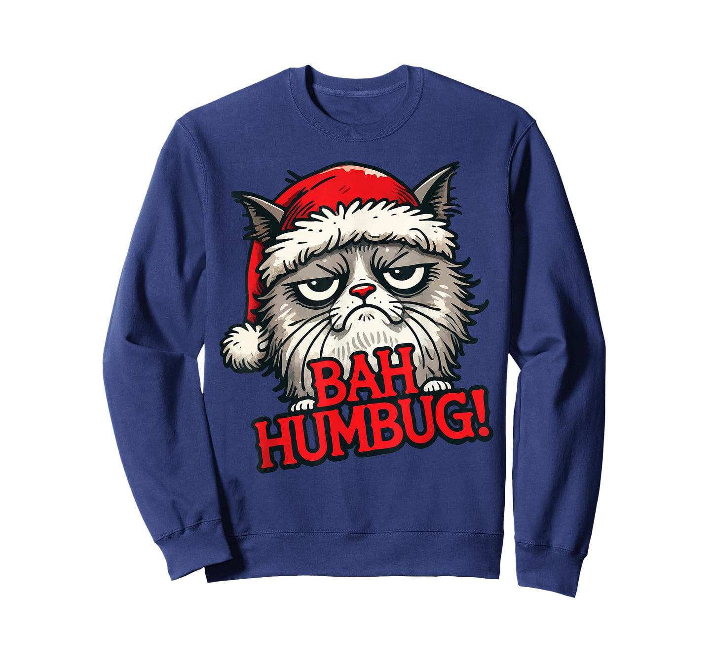 Bah Humbug Funny Bad Cat Christmas Hater Cat Lover Xmas T-Shirt