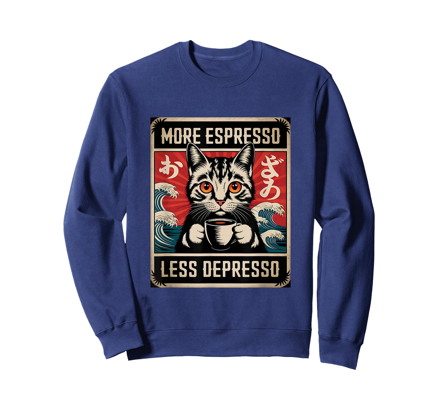 More Espresso Less Depresso Japanese Funny Cat T-Shirt for Men Women