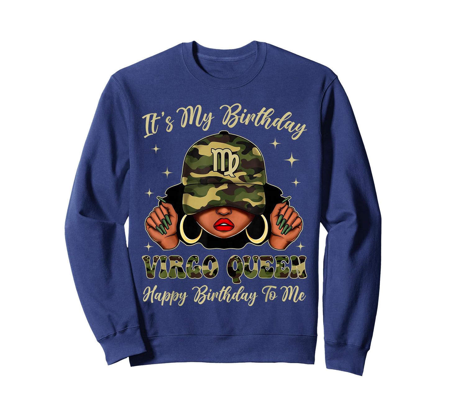 Virgo Queen Black Woman with Cap Camo It's My Birthday T-Shirt
