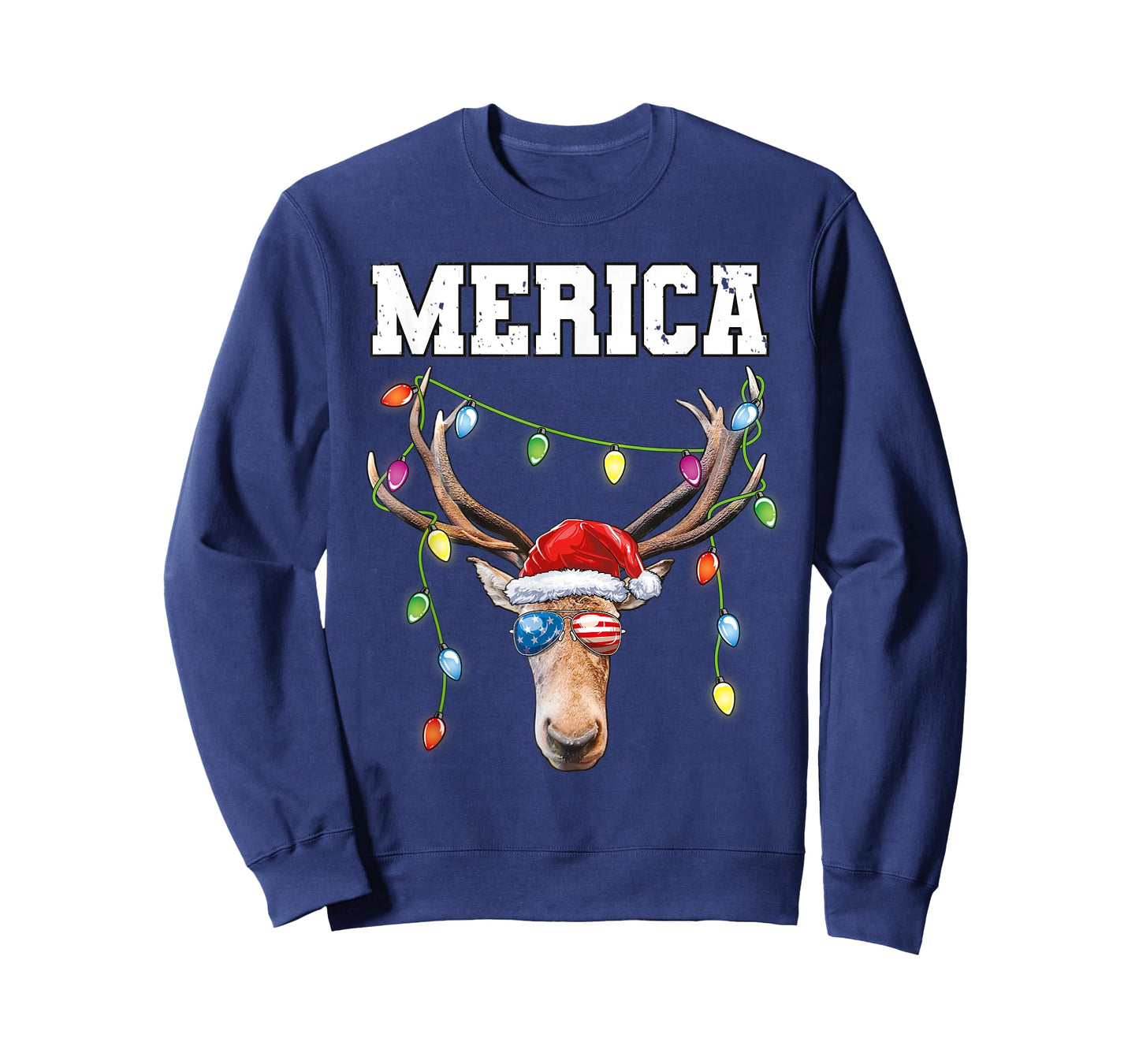 Merica Christmas Santa Buck Shirt USA Flag Patriotic T-Shirt