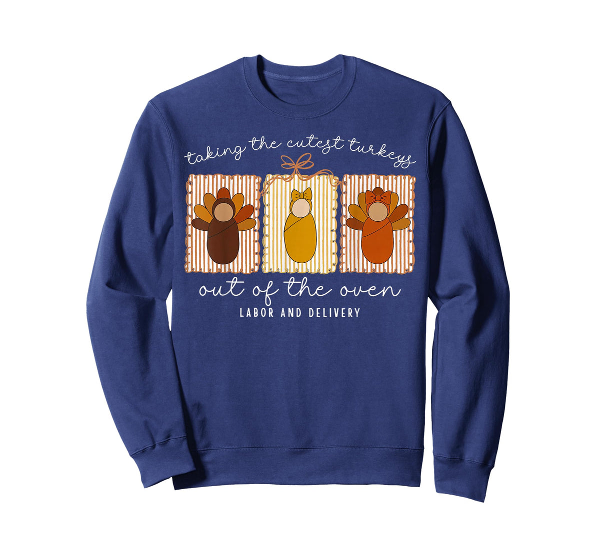 Fall Turkey Labor and Delivery Nurse Thanksgiving Stamp Bow T-Shirt