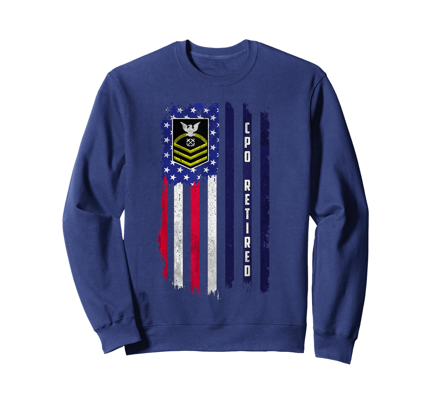 Retired E-7 Chief Petty Officer CPO Rank American Flag Papa T-Shirt