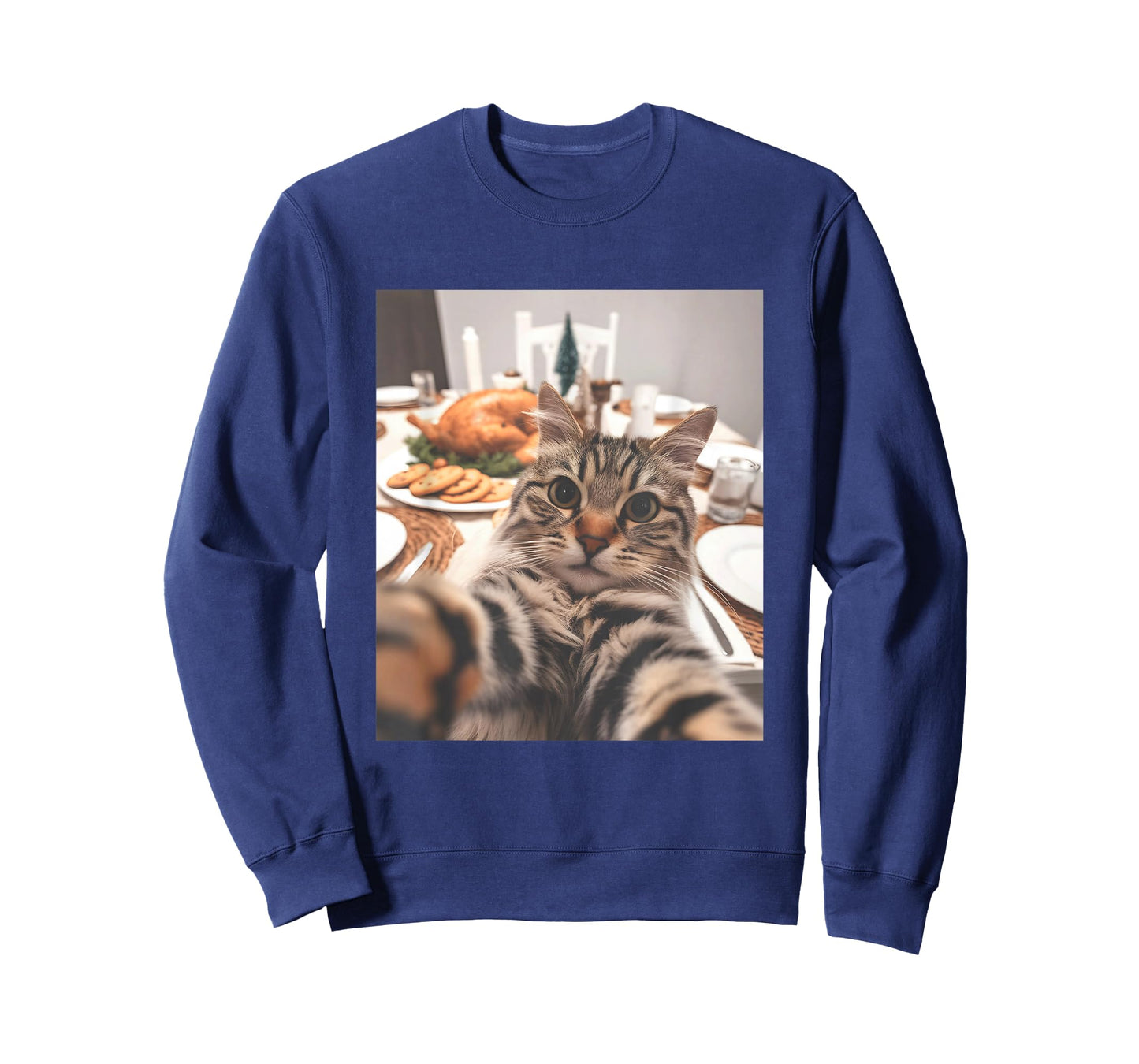 Cat Selfie Thanksgiving Funny Turkey Dinner T-Shirt