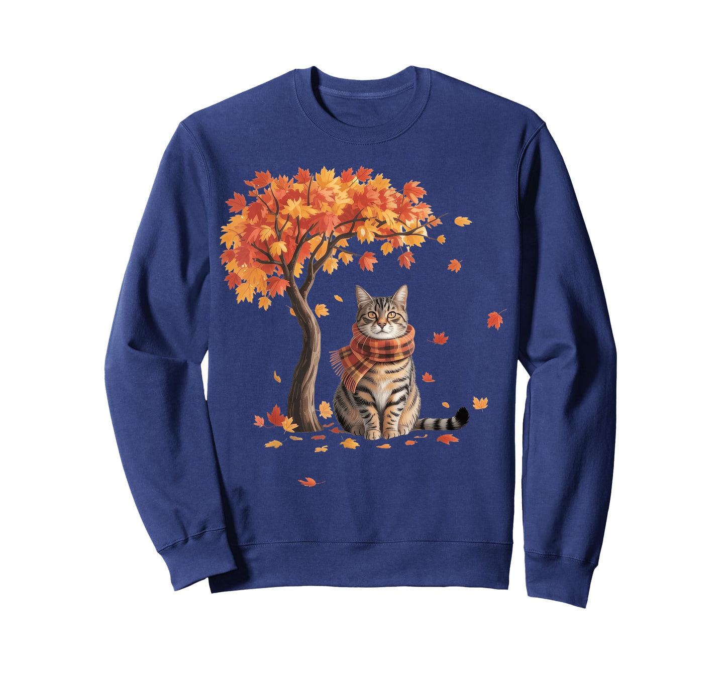 Cat Leaf Fall Tree Hello Autumn Thanksgiving T-Shirt