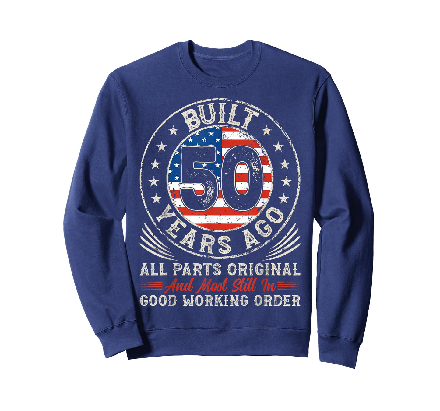 Built 50 Year Ago Classic Vintage USA Flag 50th Birthday T-Shirt