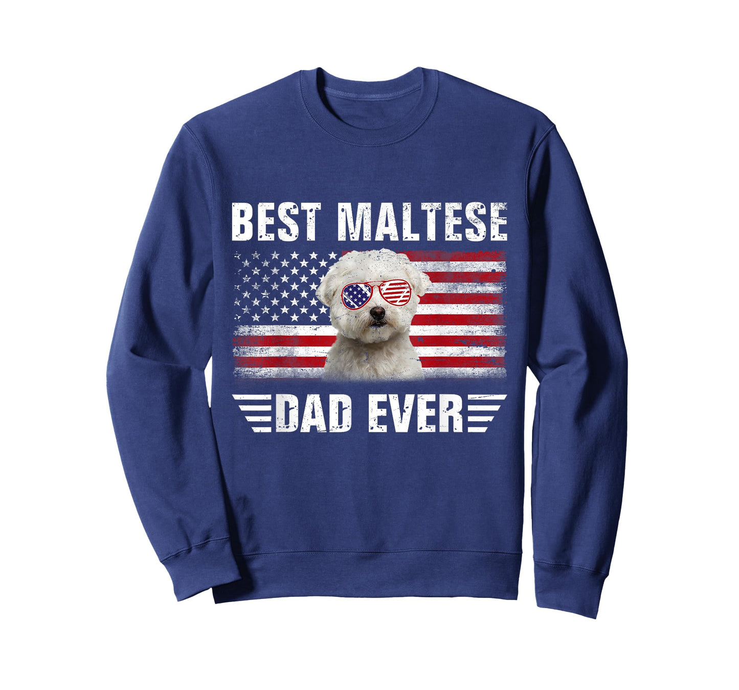 American Flag Best Maltese Dad Ever Tee Dog Dad Fathers Day T-Shirt