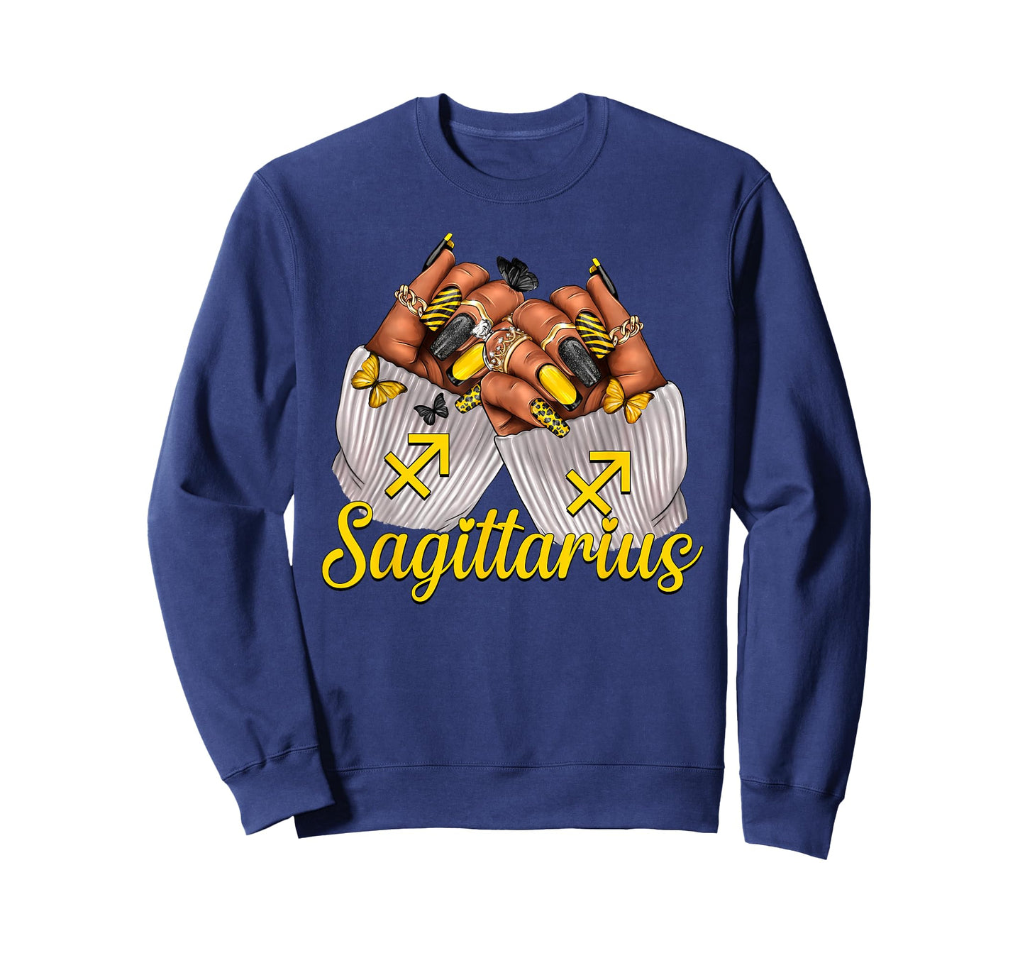 Sagittarius Black Women Nails Zodiac Birthday Queen T-Shirt