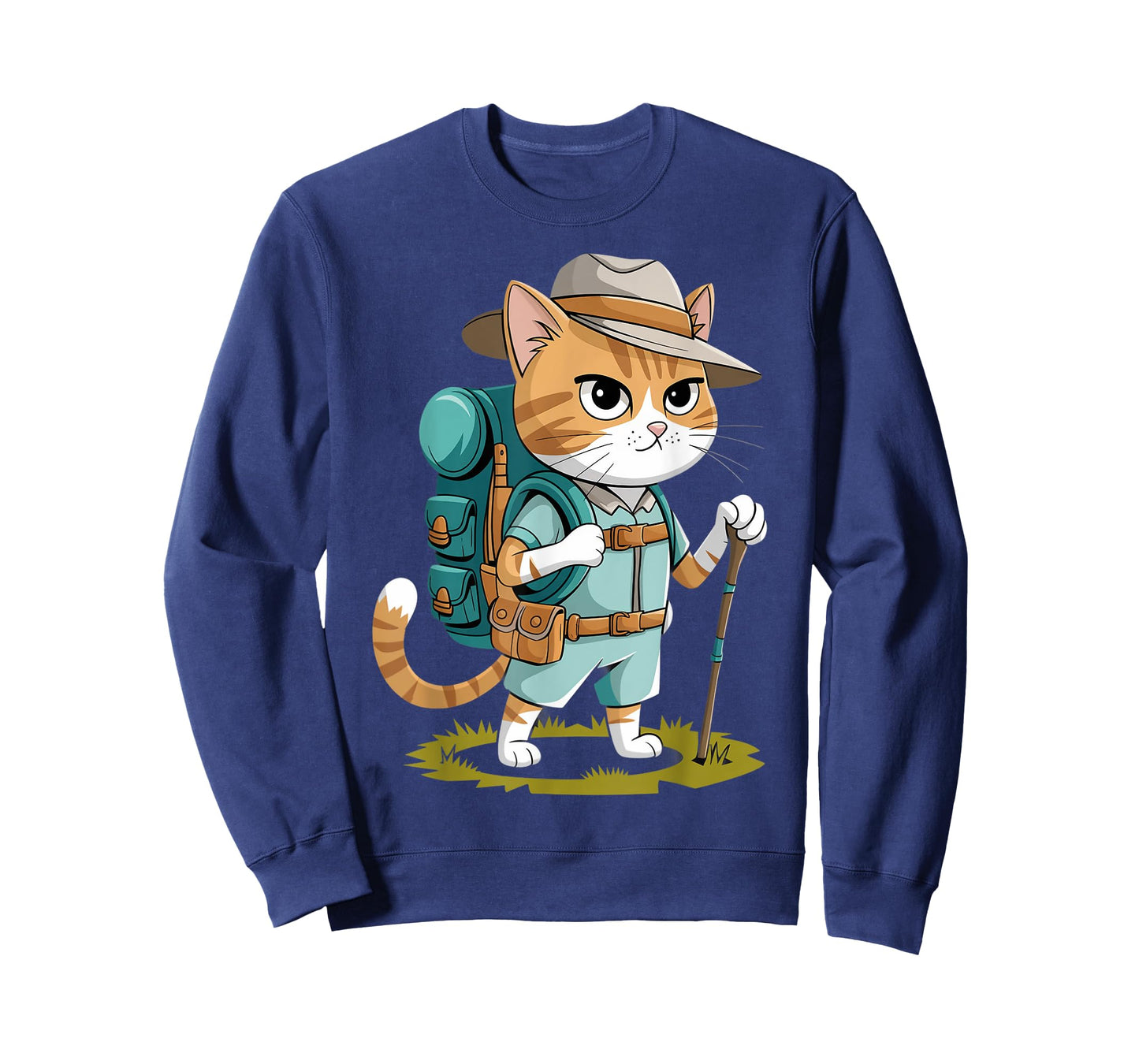 Funny Cat With Hiking Backpack Hiking Cat Adventure Graphic T-Shirt