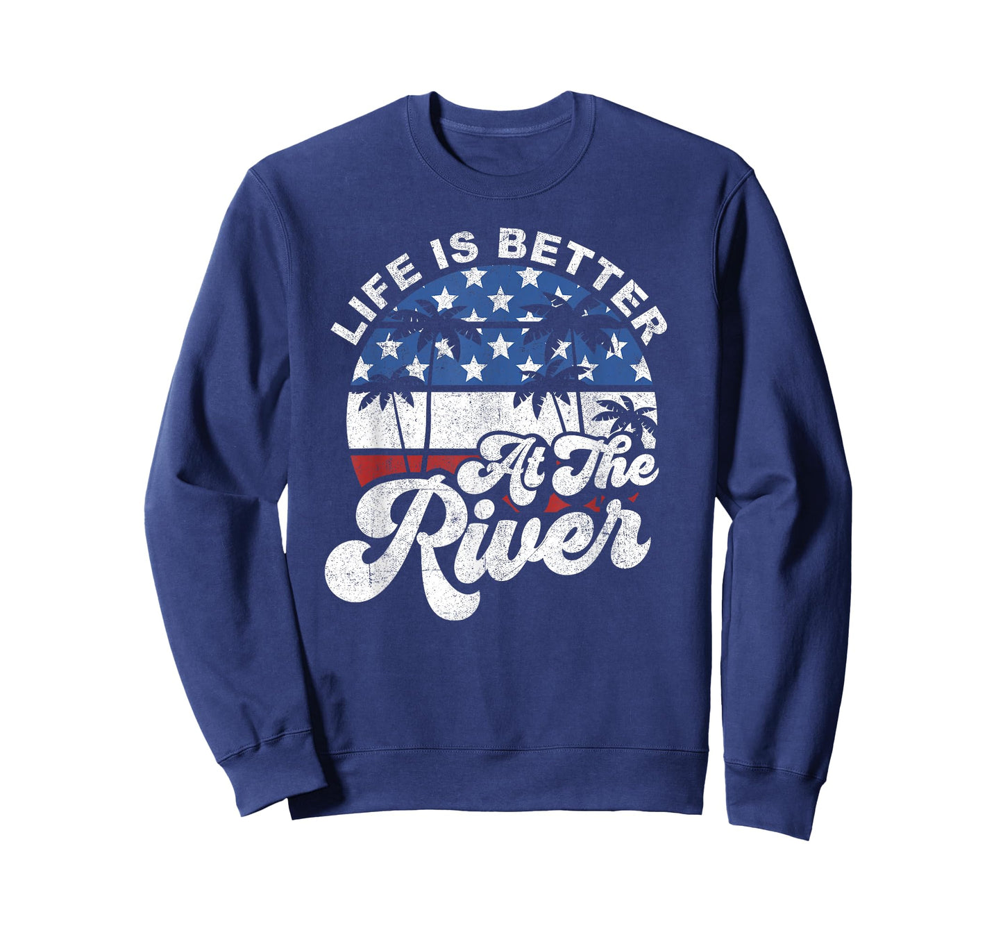 Life is Better at The River 4th of July American Flag Retro T-Shirt