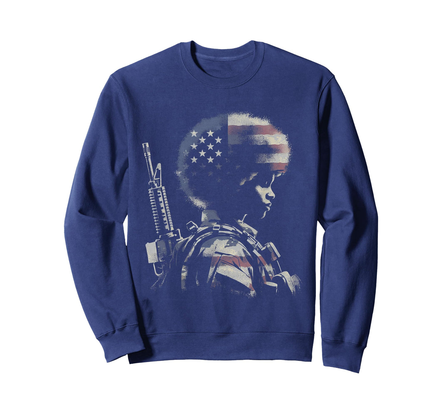 Female Soldier American Flag - Patriotic USA Afro Veteran T-Shirt