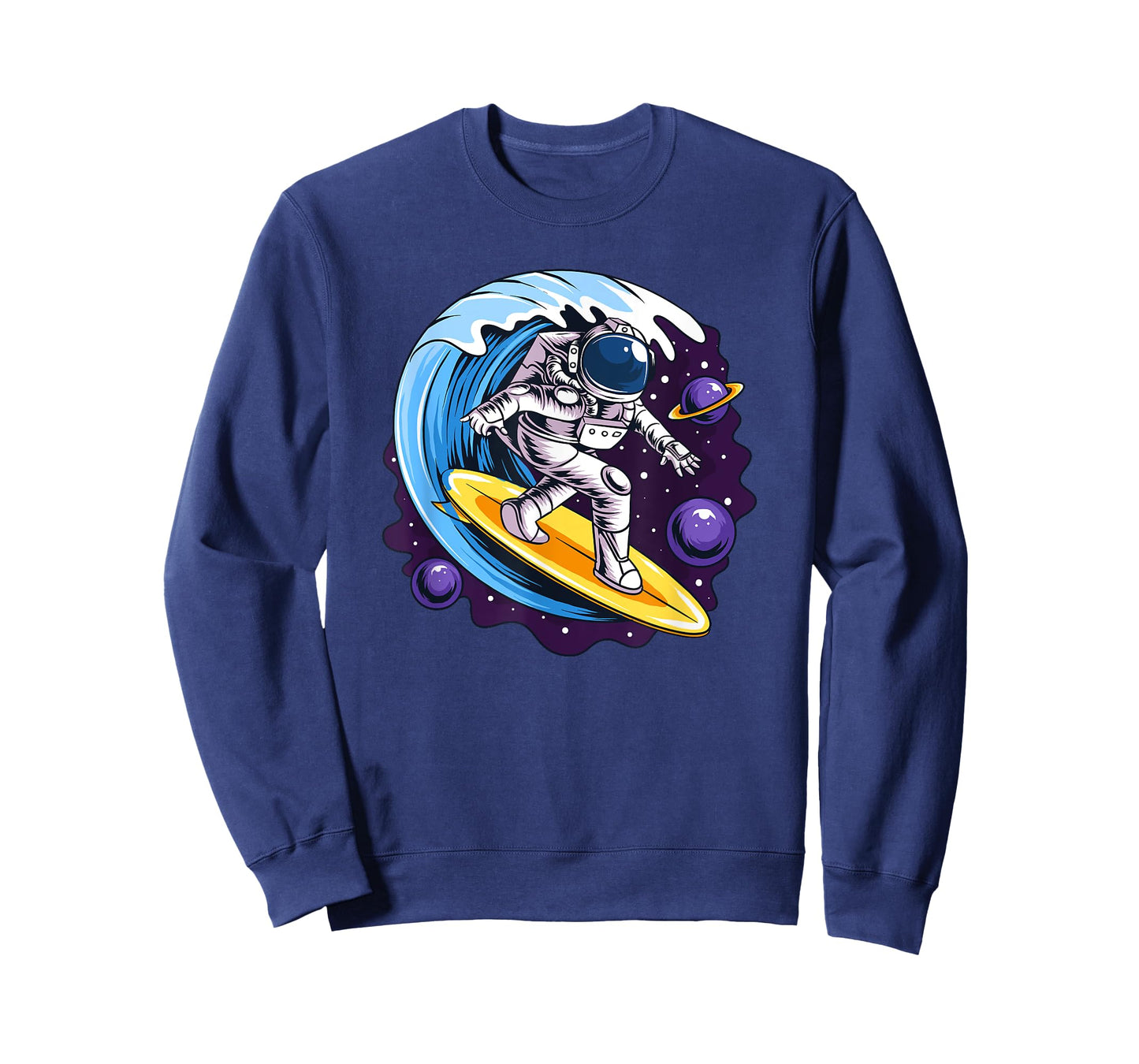 Astronauts Surf On A Surfboard In Space With Stars Planets T-Shirt