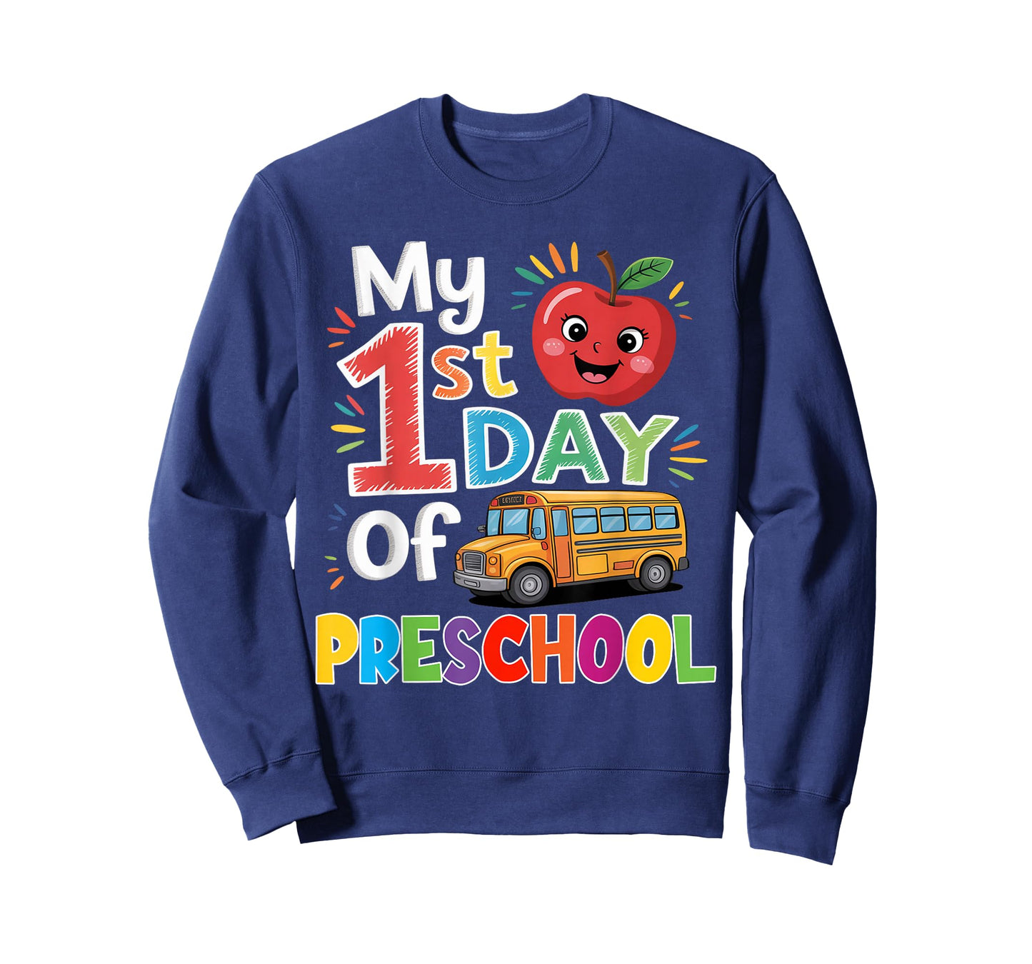 My First Day of Preschool Funny School Bus Apple Funny T-Shirt