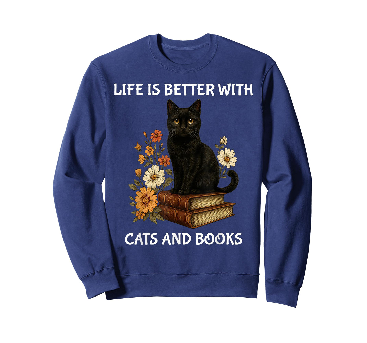 Life Is Better With Cats And Books Cute Cat Lover T-Shirt for Men Women Kids
