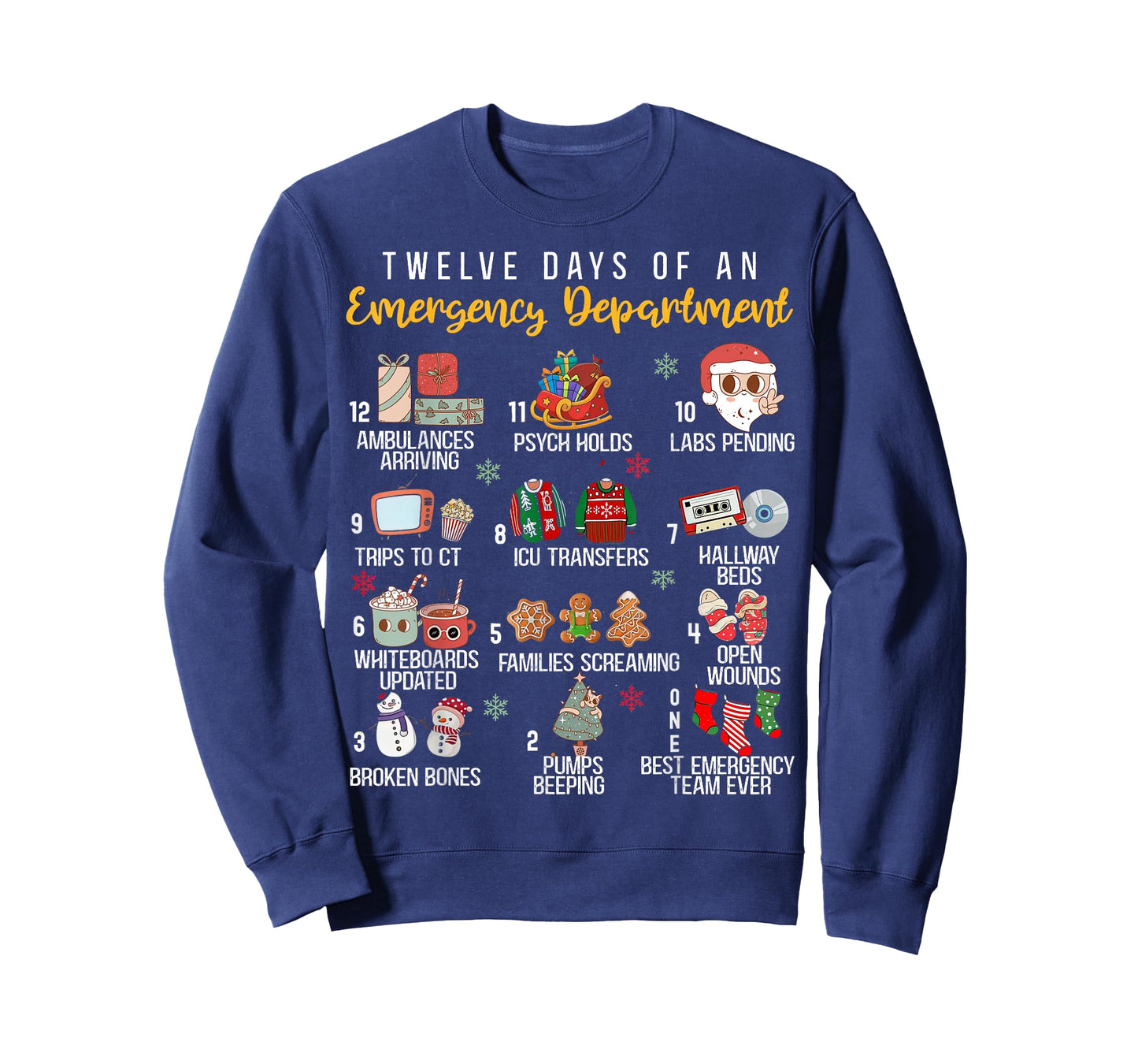 12 Days Of An Emergency Department, ER Nurse Christmas T-Shirt
