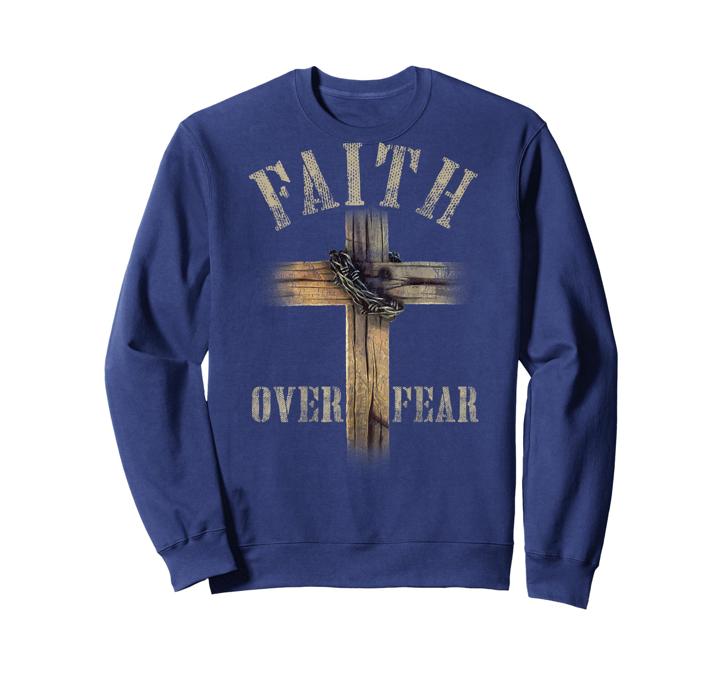 Faith Over Fear American Christian Cross God Jesus (on Back) T-Shirt