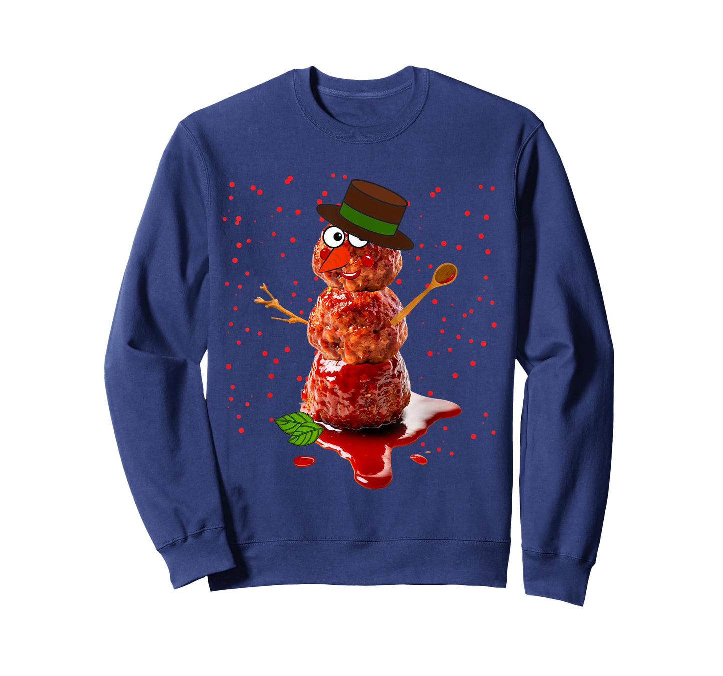 Meatball Snowman Italian Food Ugly Christmas Sweater Snowman T-Shirt