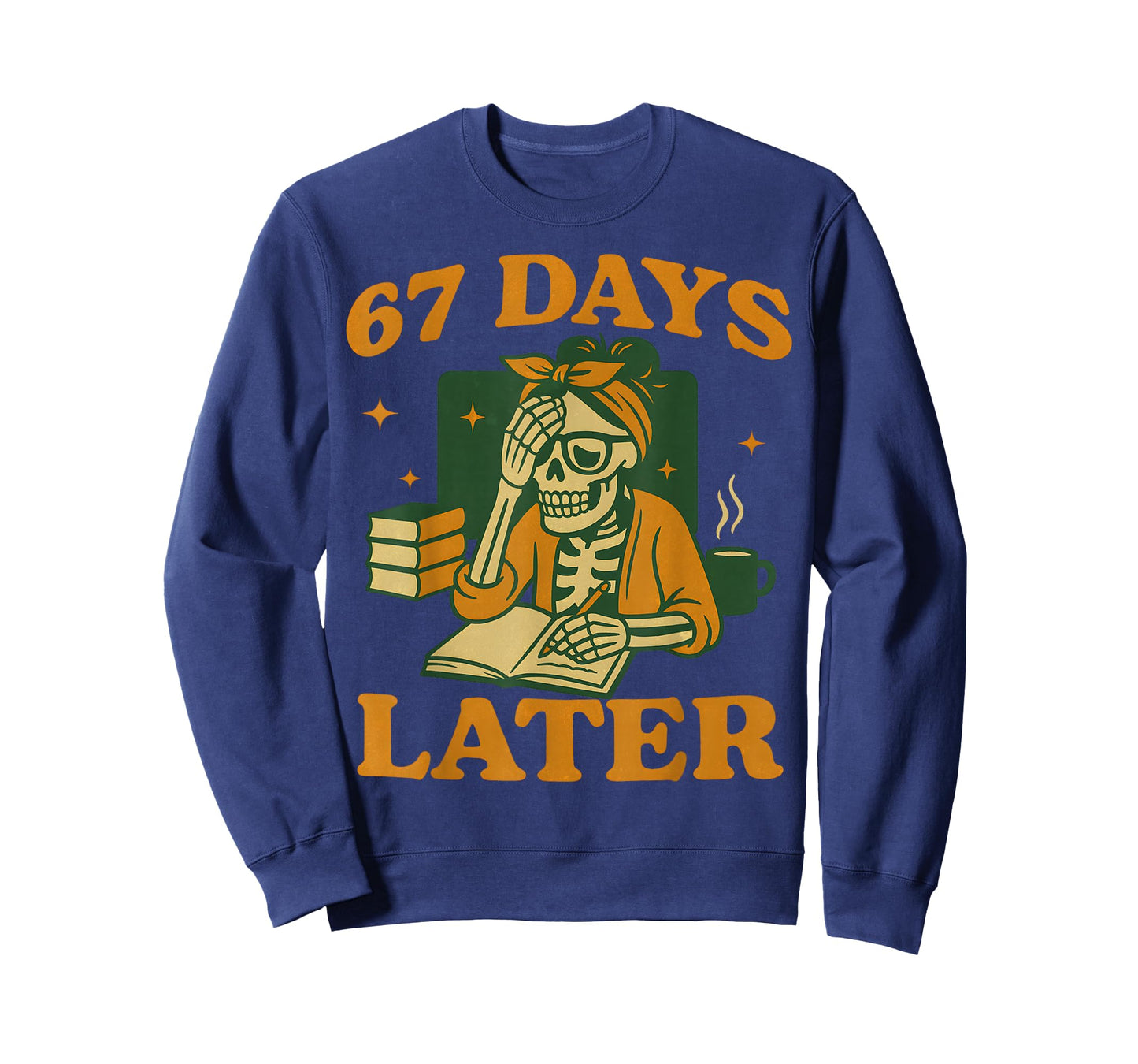 67th Day of School Teacher Skeleton Funny 6 7 Meme Six Seven T-Shirt