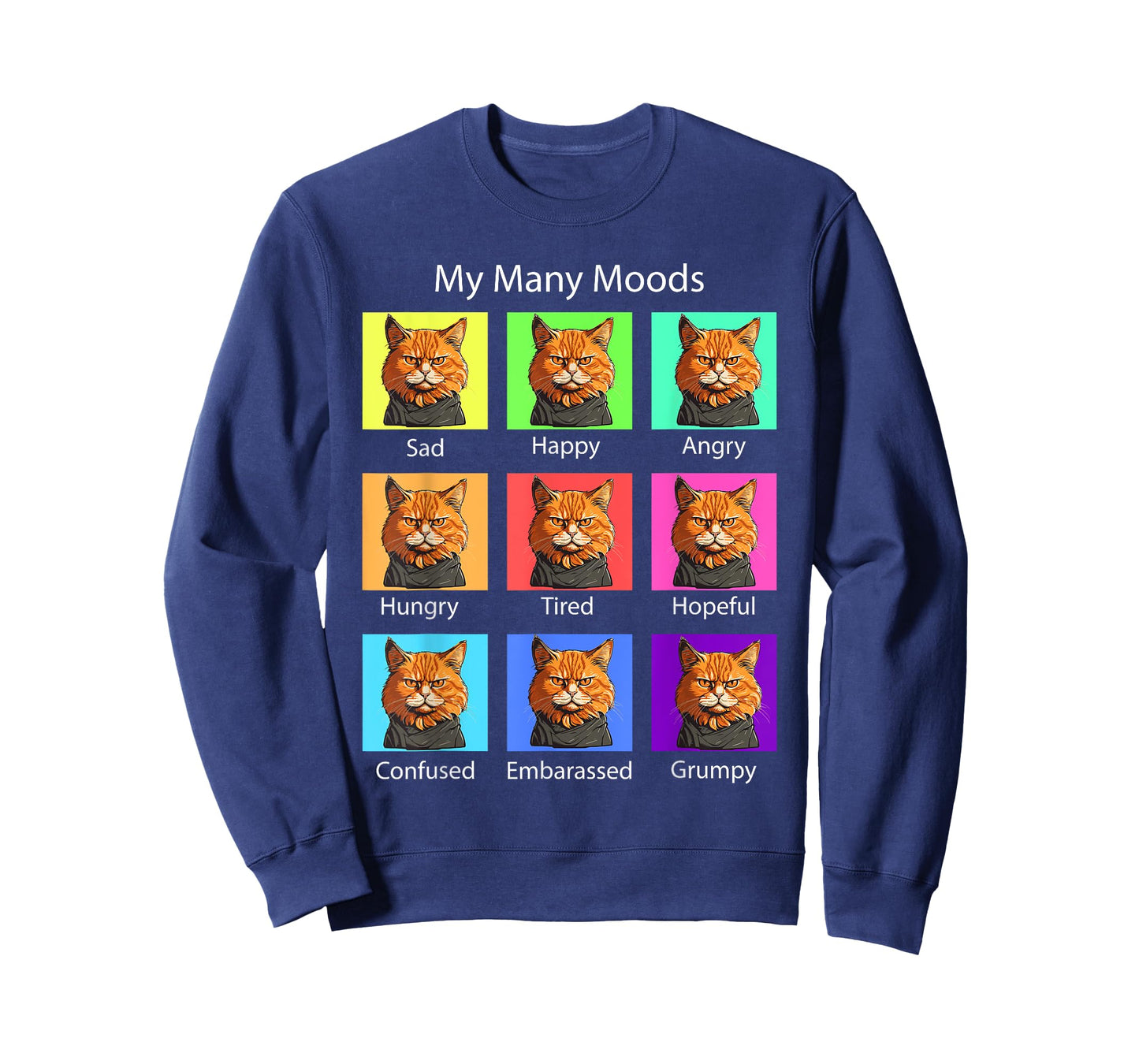 My Many Moods Funny Cat Grumpy Face - Kitten Cat Lover T-Shirt