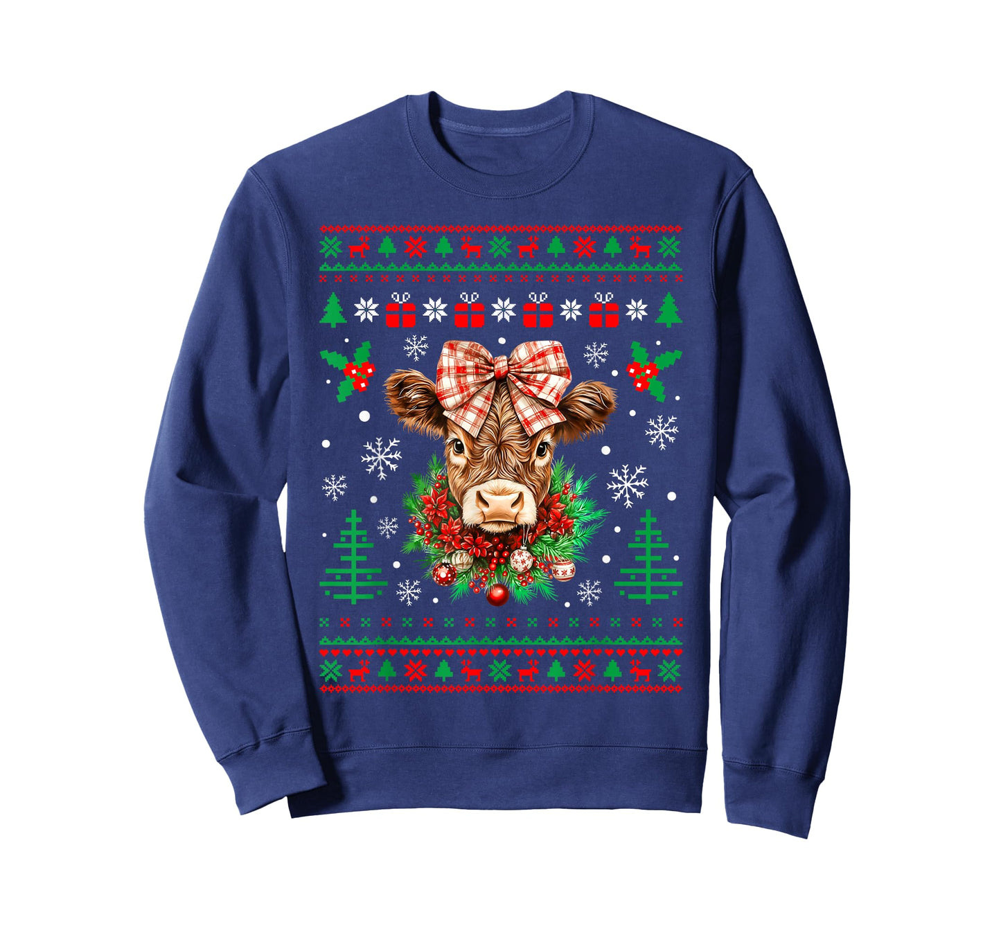 Cow Christmas Western Cowgirl Cowboy Ugly Xmas Sweater T-Shirt