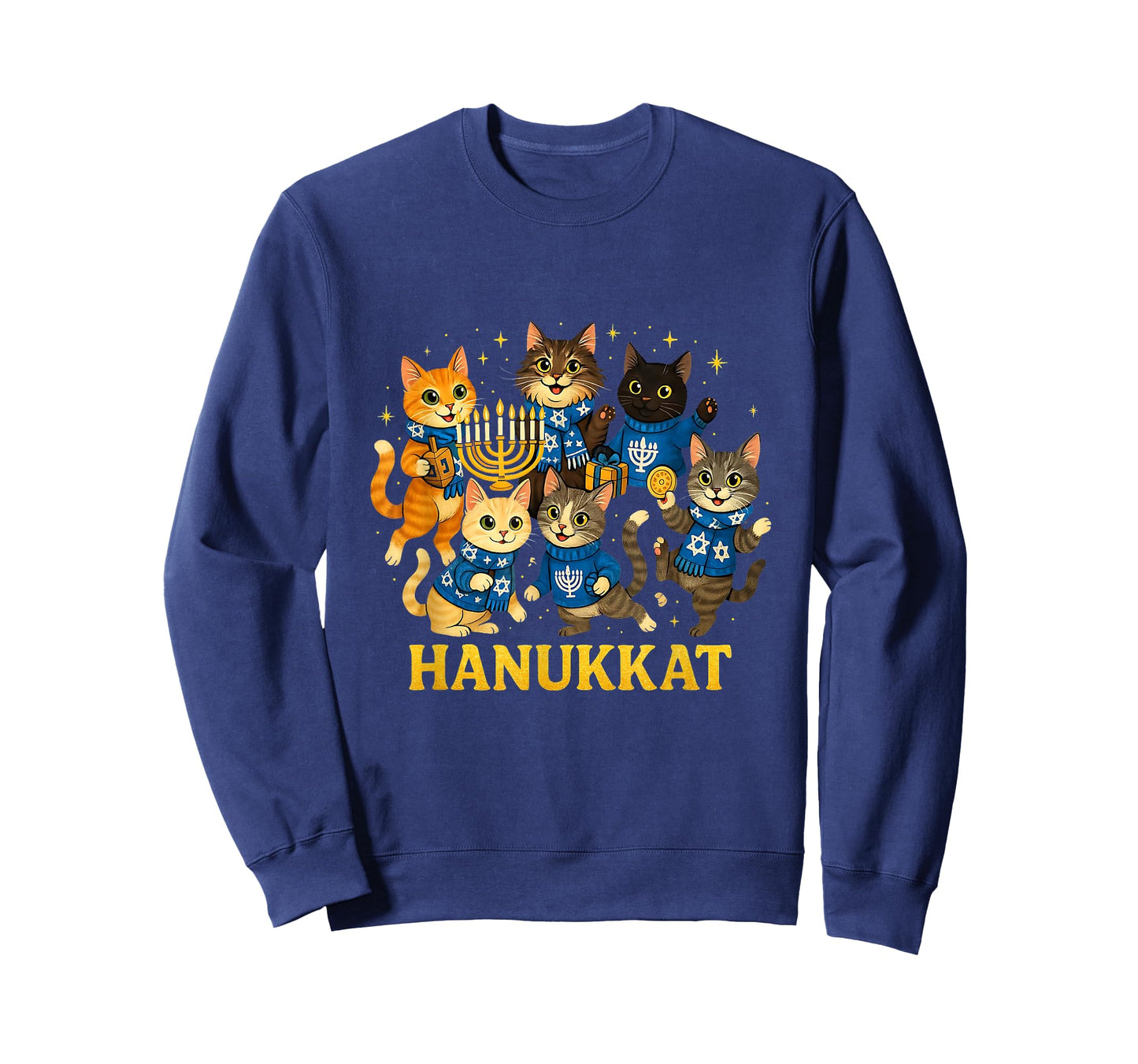 Hanukkat Cute Cats Hanukkah Menorah Design T-Shirt