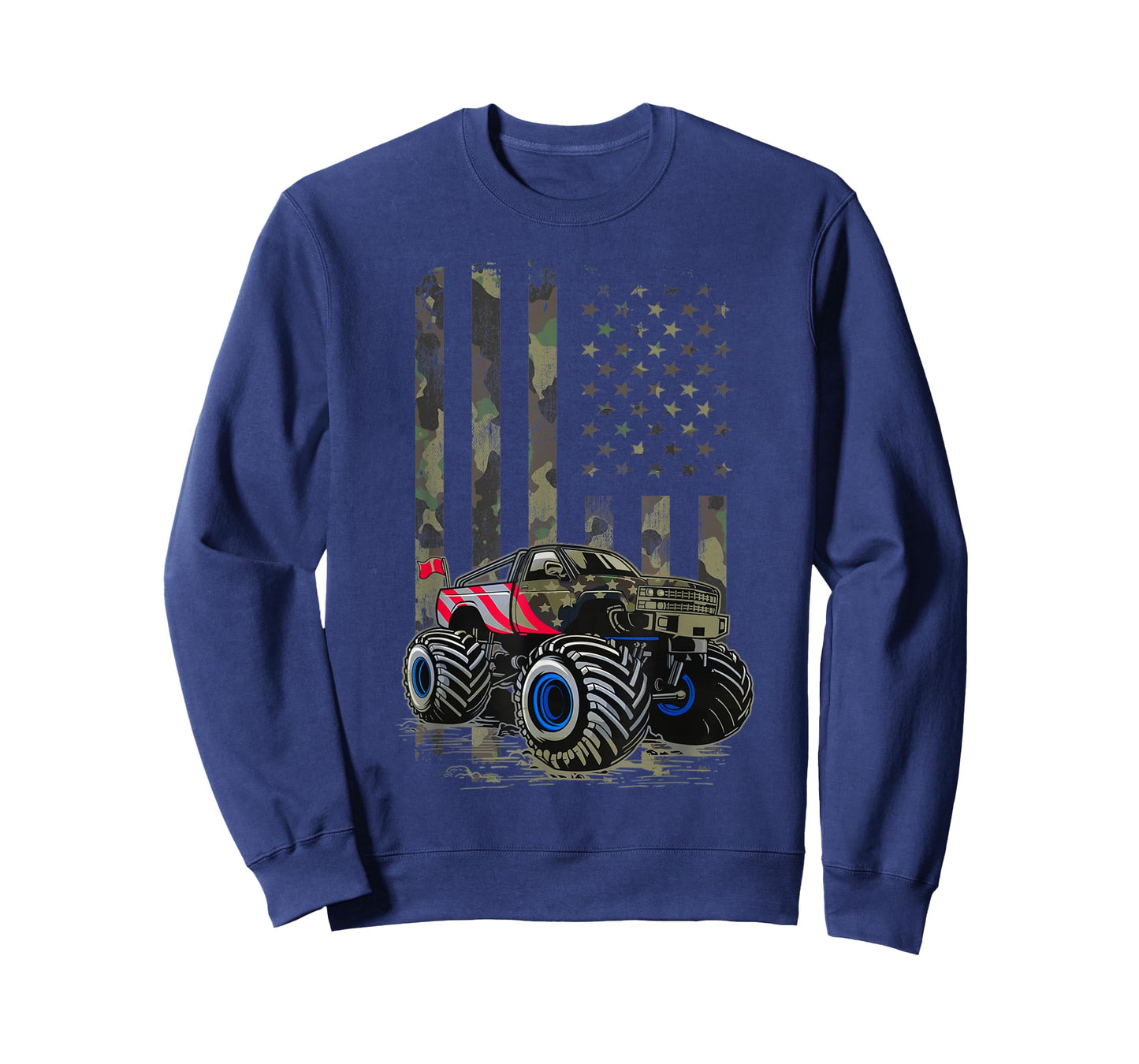 USA Flag Monster Truck Army Camouflage, Monster Trucks Lover T-Shirt