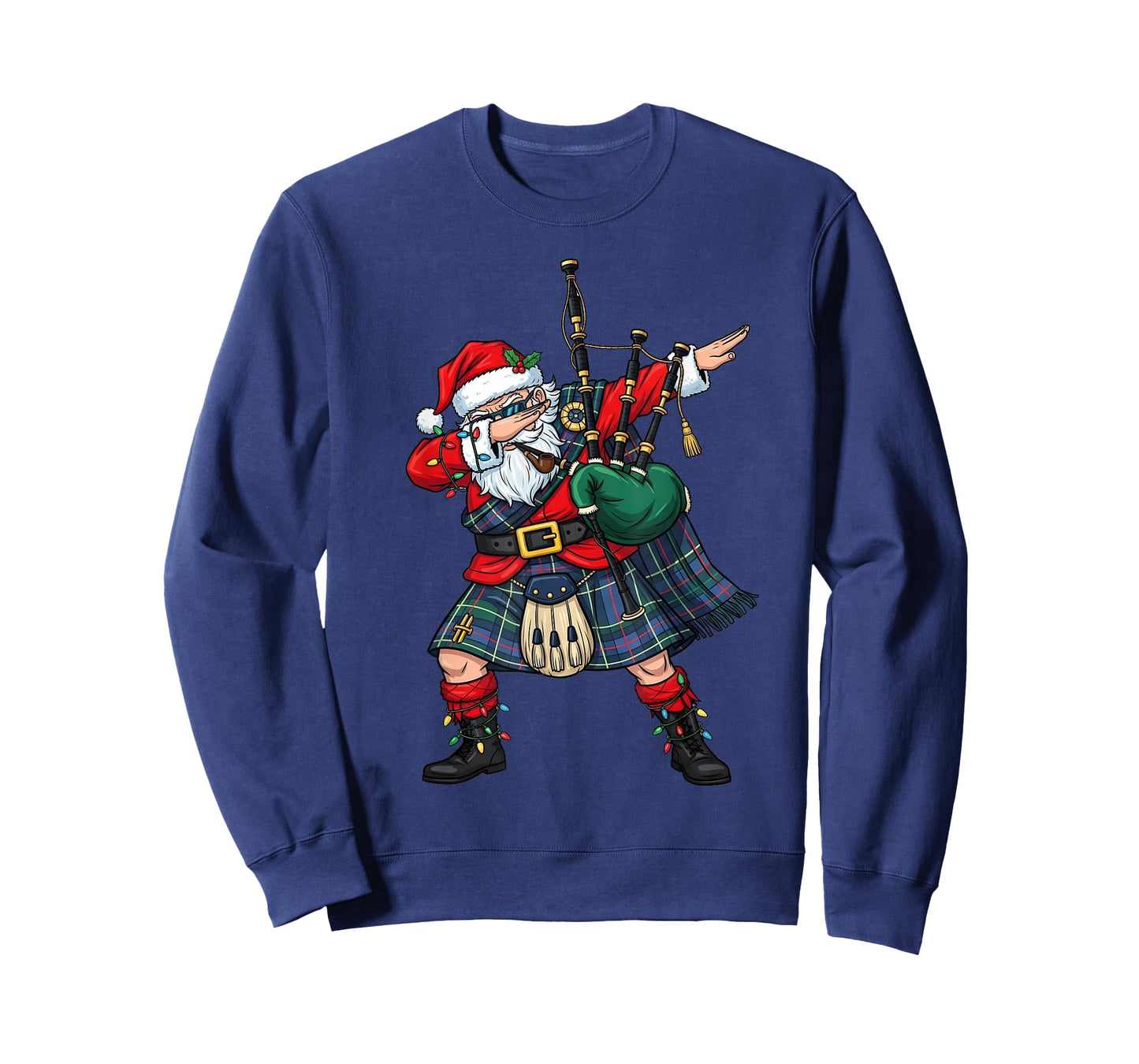 Christmas Santa Playing Scottish Bagpipes Funny Holiday Dab T-Shirt