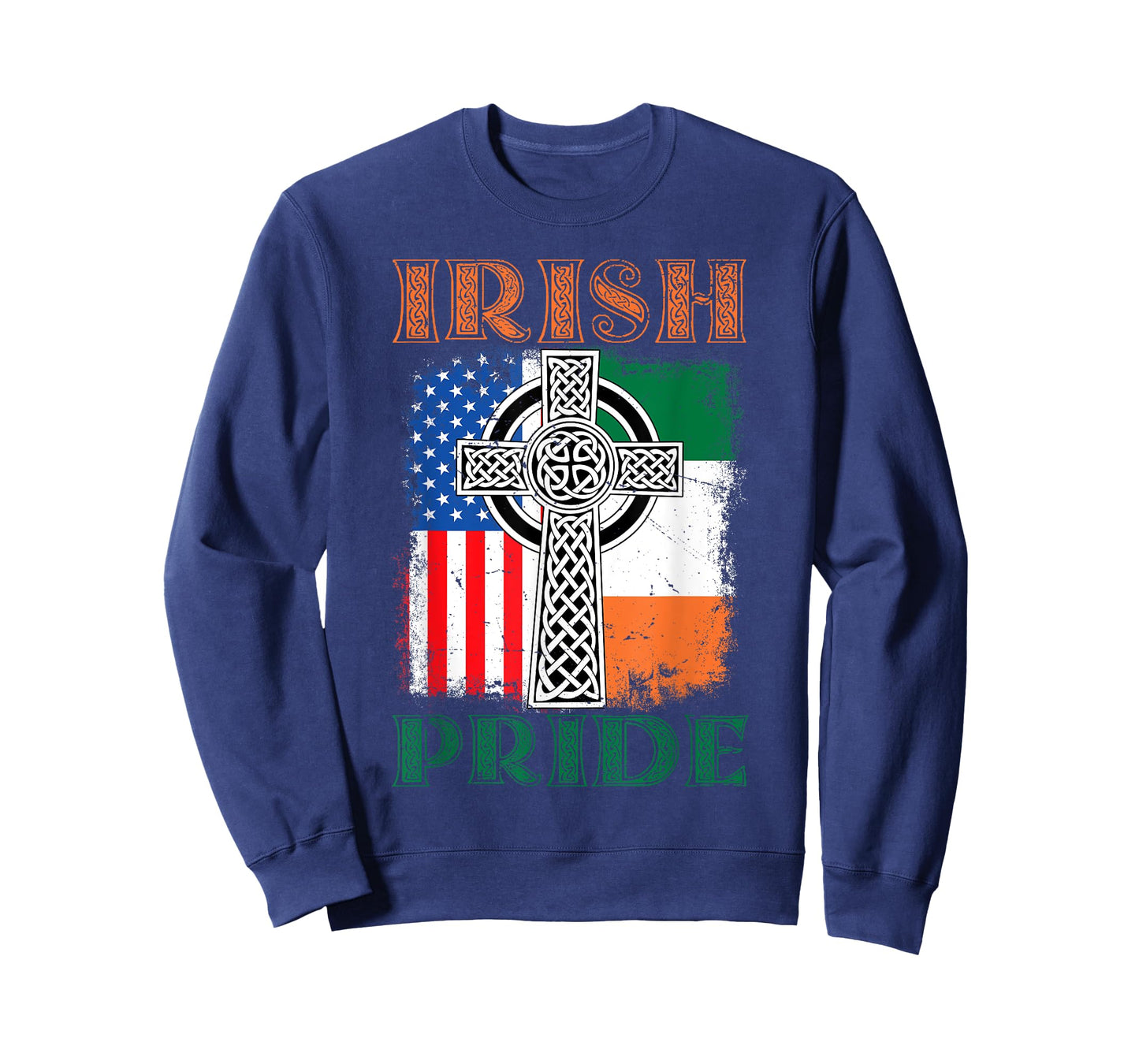 Irish Pride Celtic Cross Ireland & USA Flag St Patricks Day T-Shirt