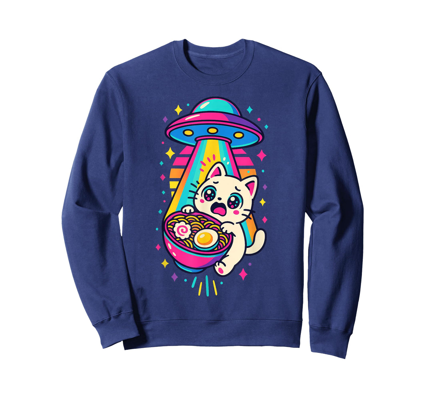 Funny Kawaii Cat Ramen UFO Japanese Anime Women Girls Teens T-Shirt