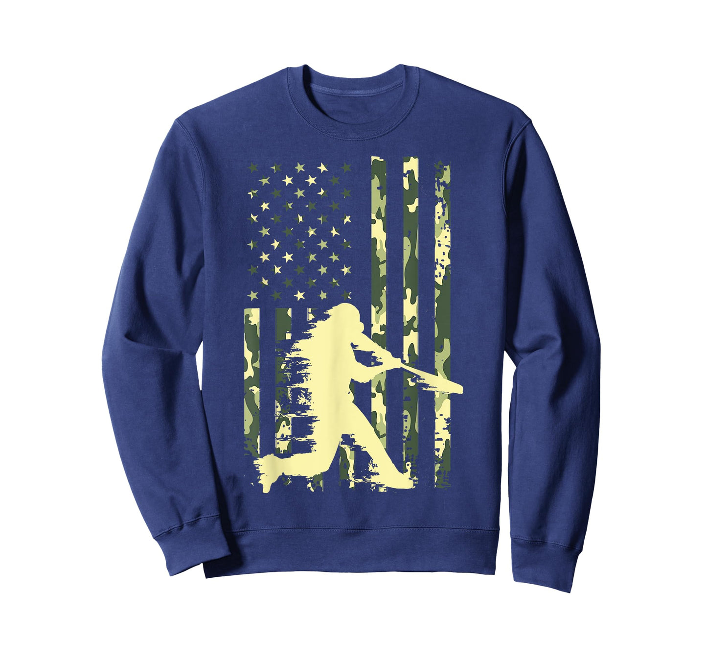 Baseball Player American Flag USA Camo Patriotic Graphic T-Shirt