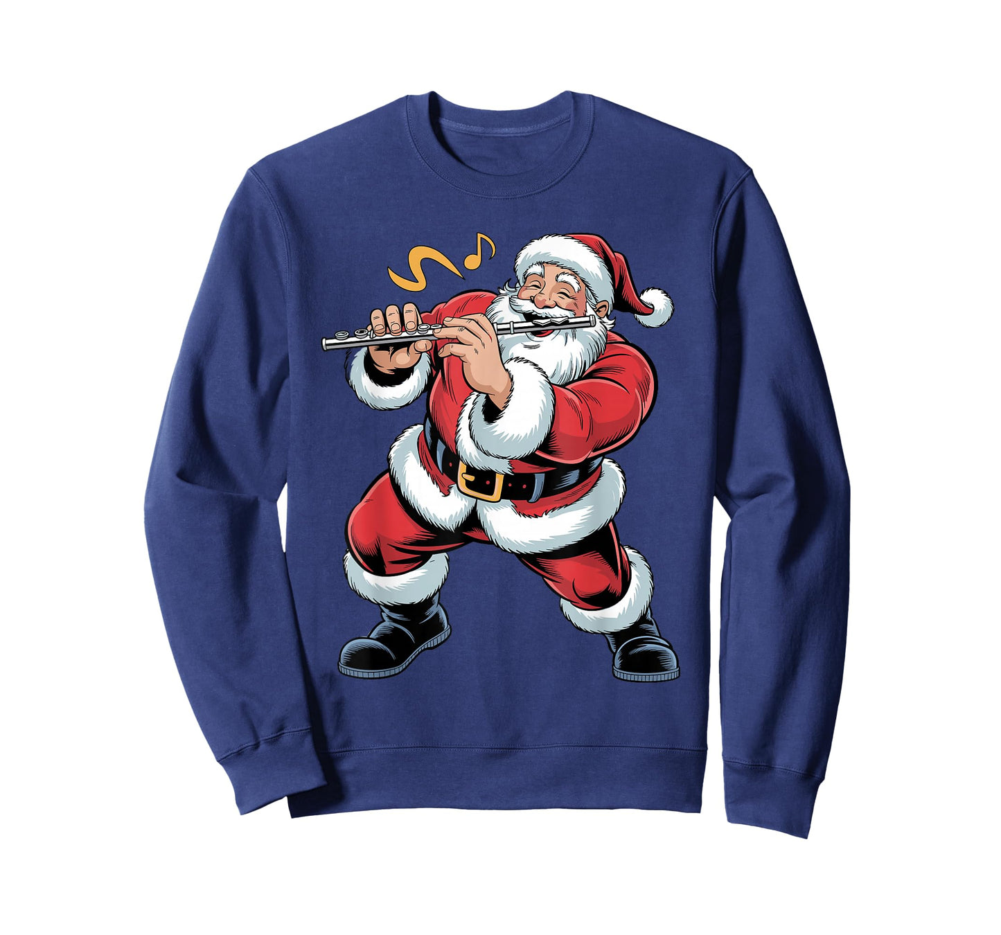 Santa Playing Flute Funny Holiday Christmas Xmas Pajama T-Shirt