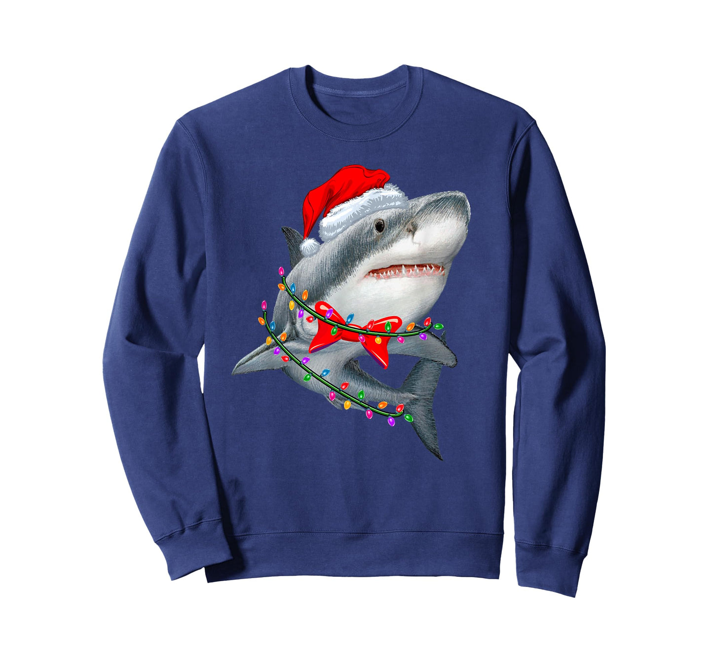 Christmas Lights Shark Wearing Xmas Hat - Cute Shark Lover T-Shirt
