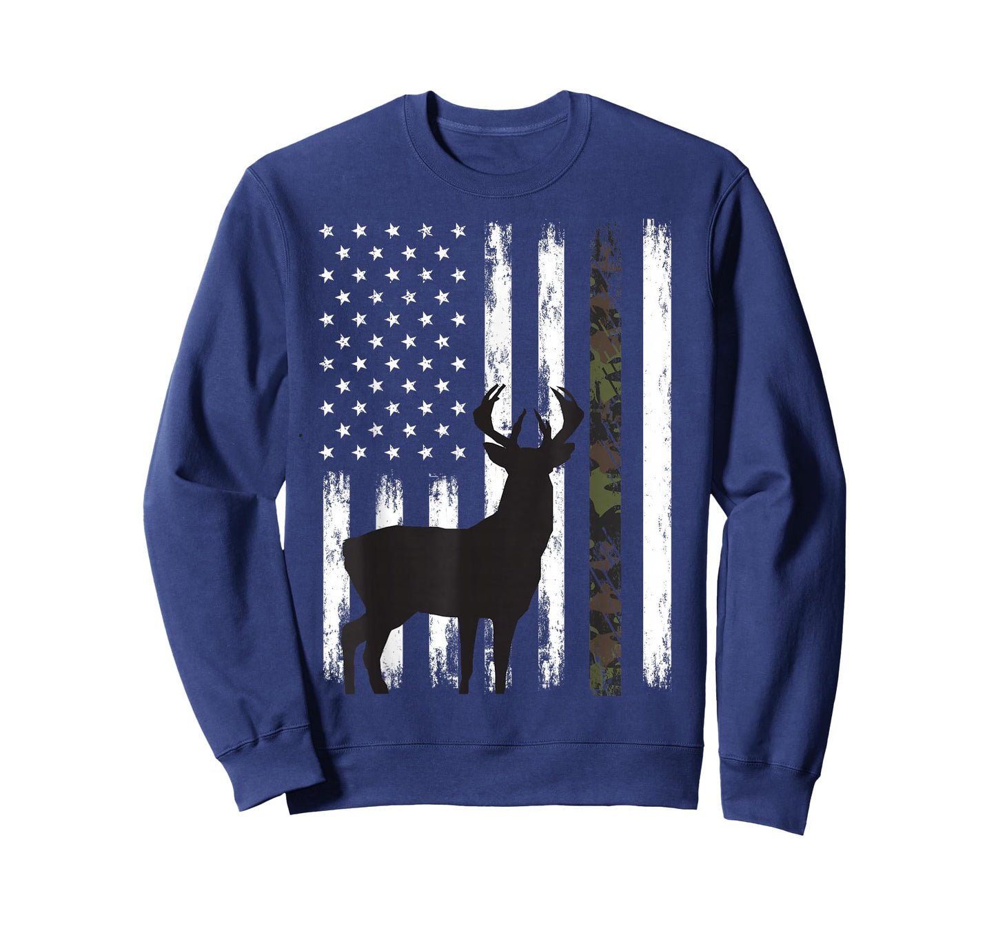 Whitetail Deer Hunting Hunter Buck Camo American Flag USA T-Shirt