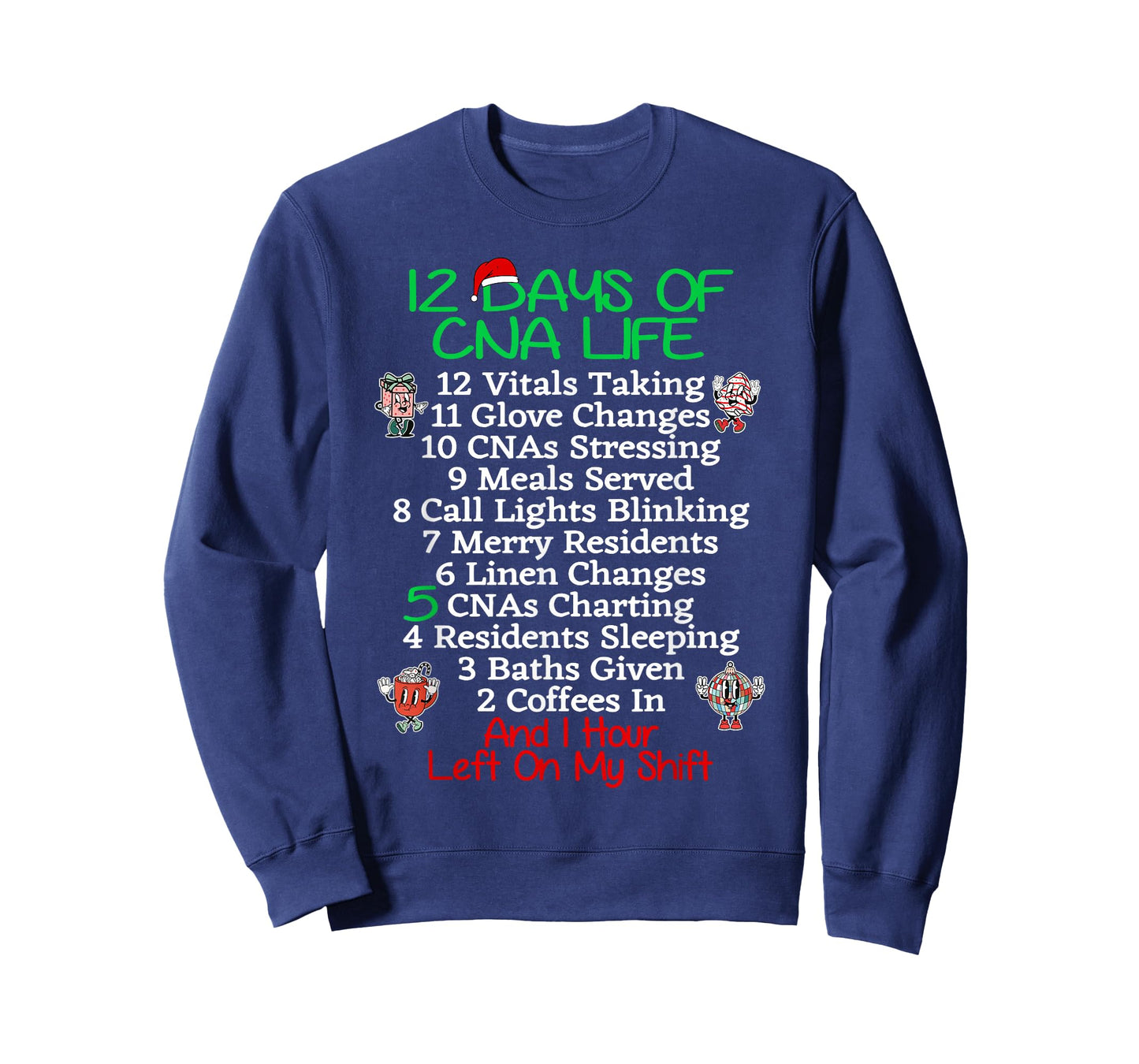 12 Days of CNA Life Certified Nursing Assistant Christmas RN T-Shirt