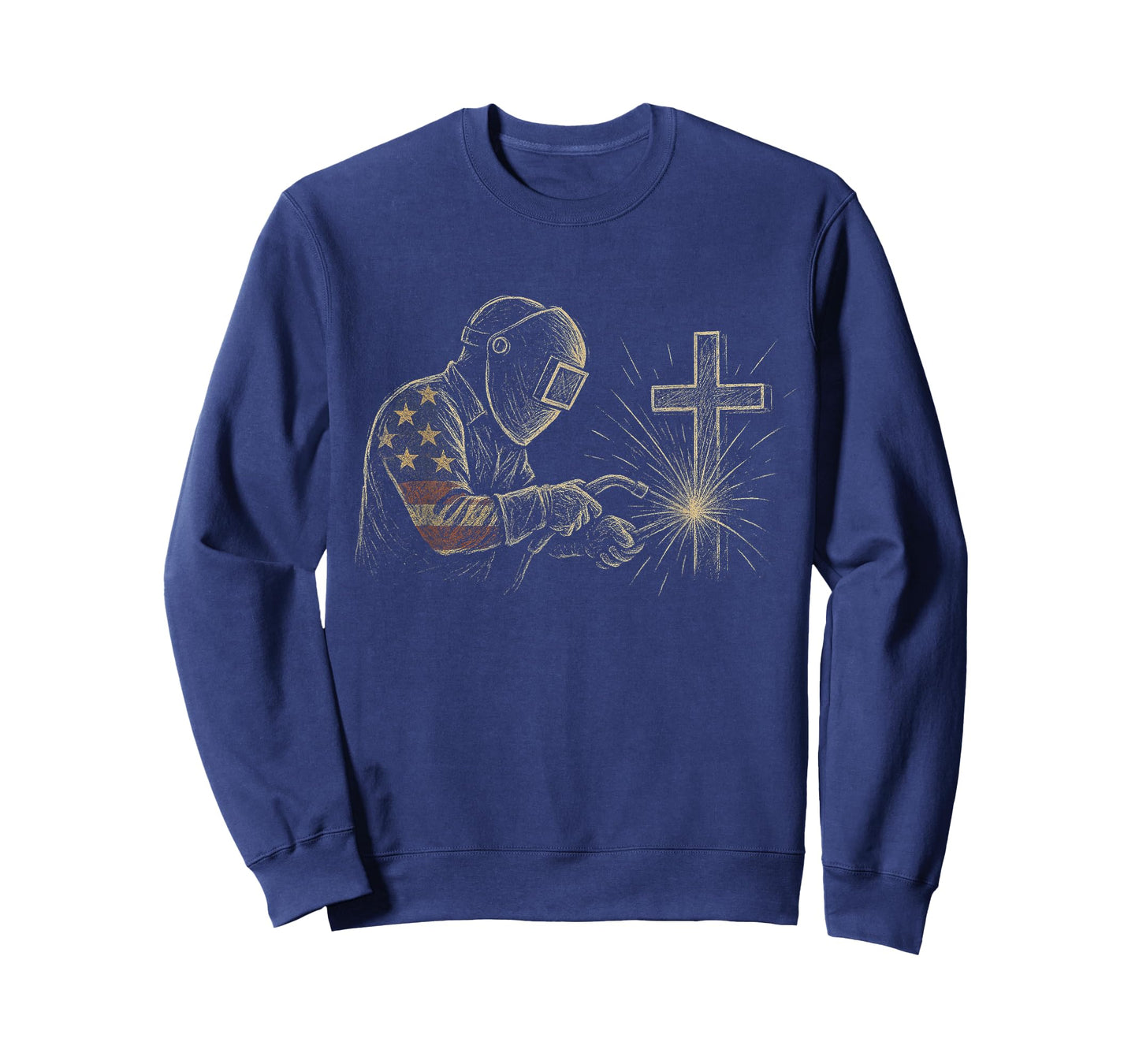 Welder American Flag Mig Tig Welding Faith Cross Christian T-Shirt