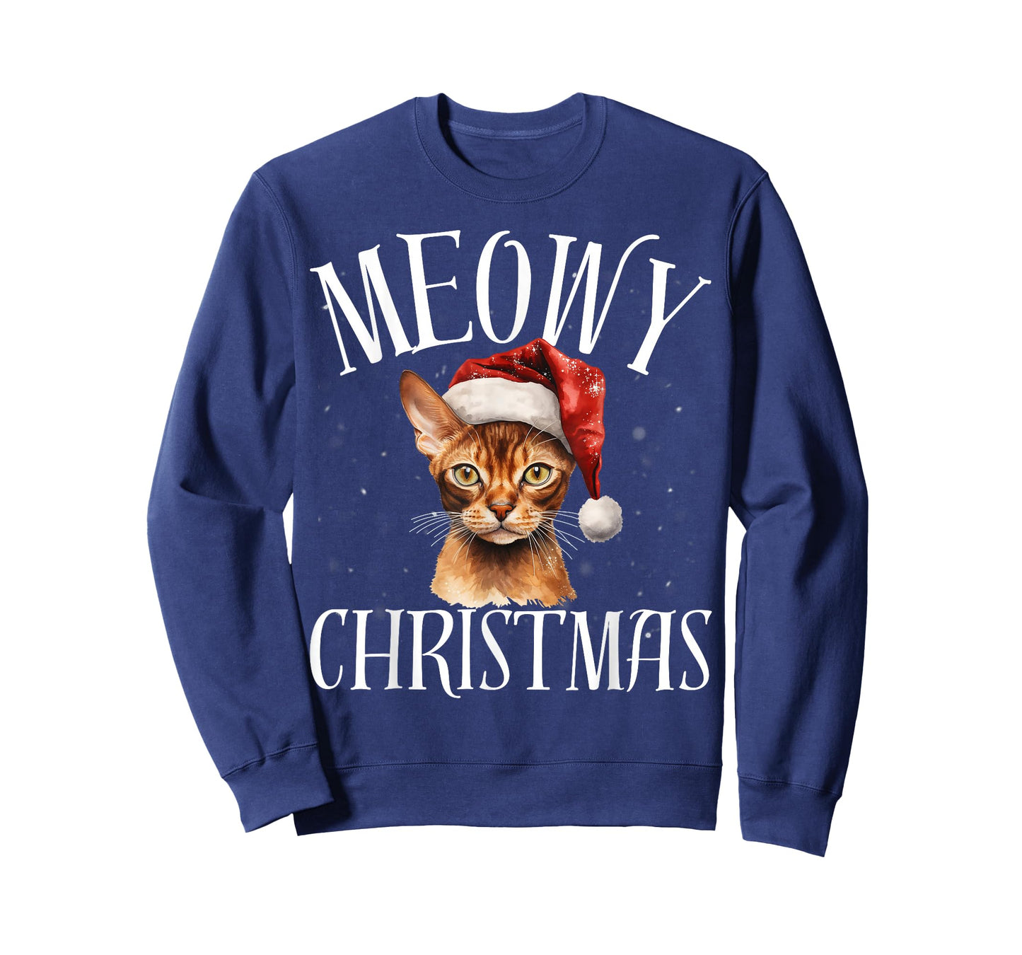 Funny Meowy Christmas Abyssinia Cat Merry Xmas Holiday Party T-Shirt