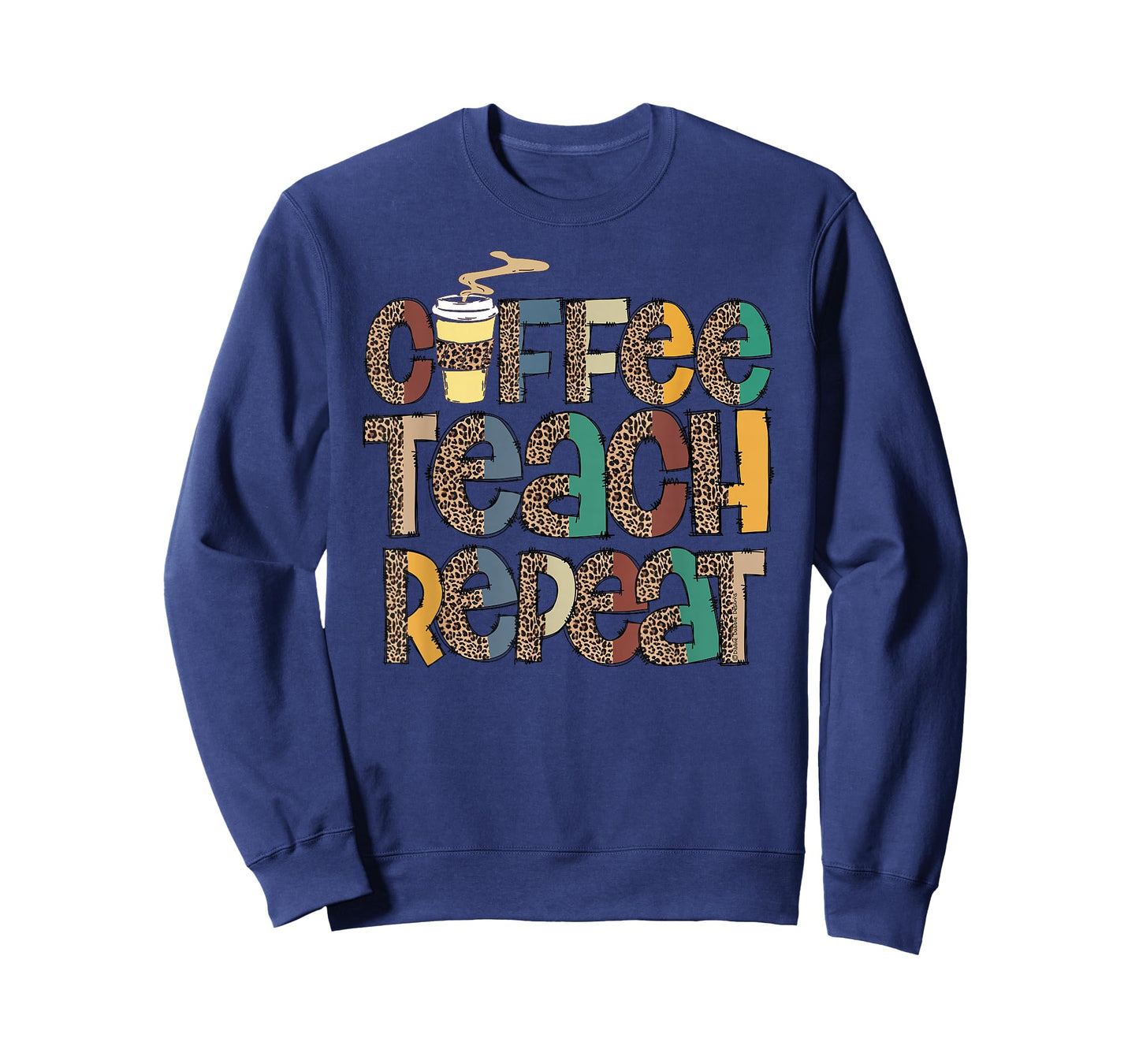 Coffee Teach Repeat Leopard Print Back to School Teachers T-Shirt