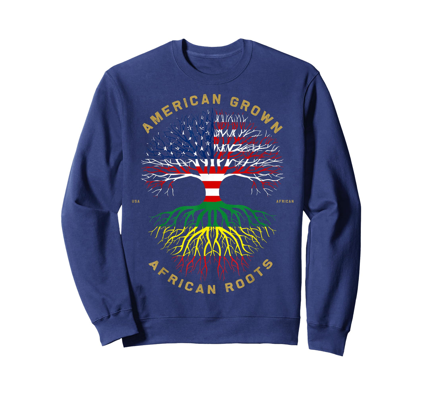 American Grown with African Roots Tree USA Flag Unique T-Shirt