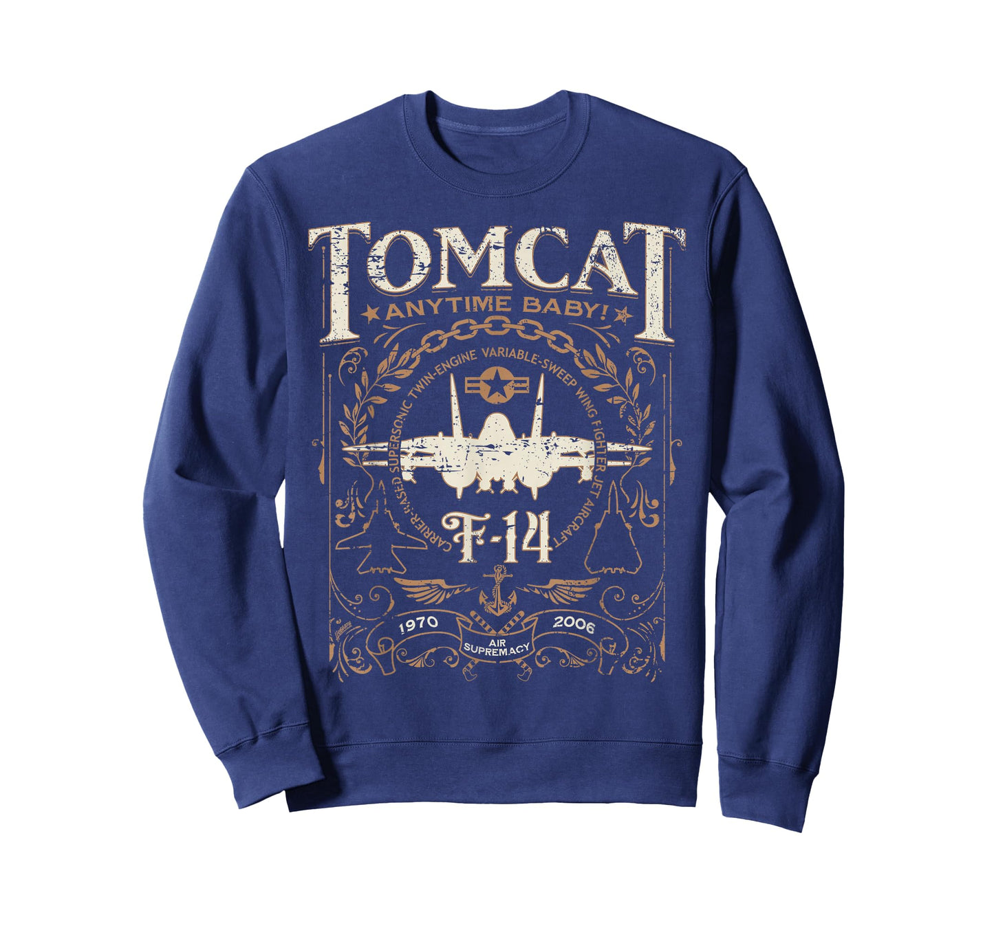 Classic F-14 Tomcat Military Fighter Jet Distressed Design T-Shirt