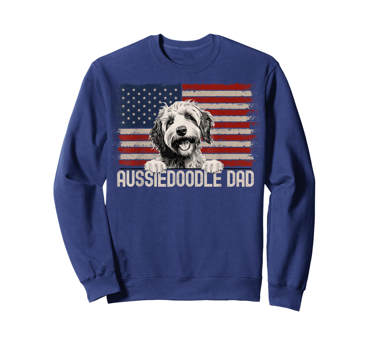 Best Dog Dad Ever American Flag - Aussiedoodle Dad T-Shirt for Men