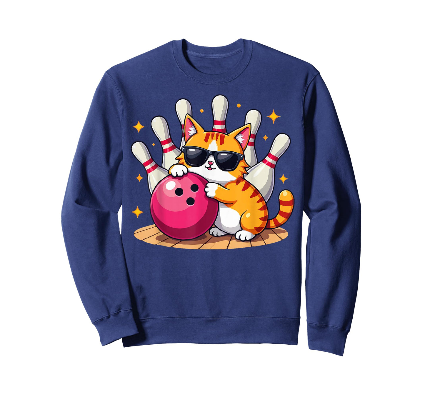 Cute Cat With Sunglasses Cat Playing Bowling For men women T-Shirt